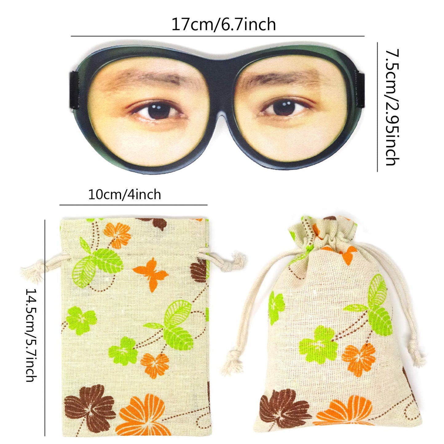Honbay 3D Funny Eyeshade Soft Sleep Eye Mask with Adjustable Head Strap for Travel, Game, Party, Rest, Sleeping, etc (for Man)