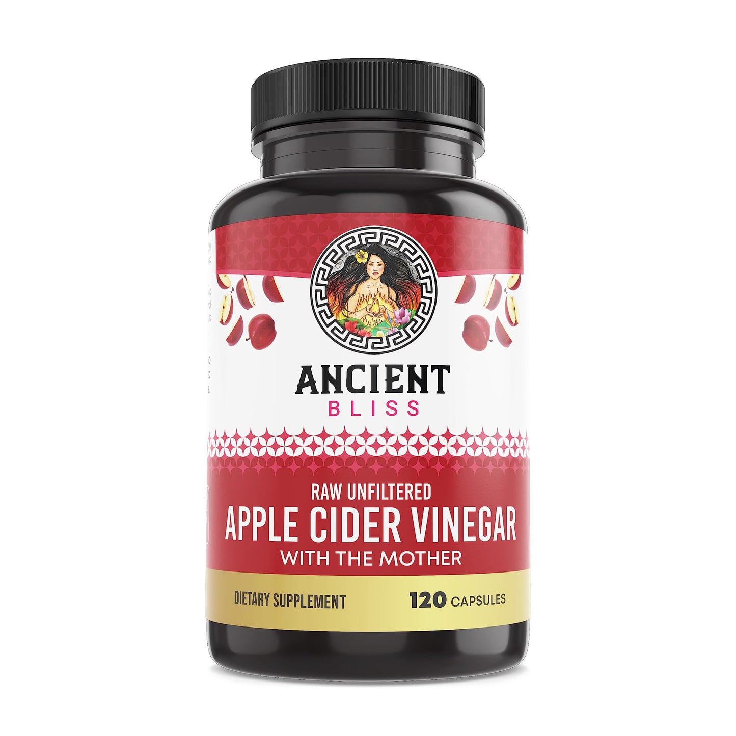 Ancient Bliss Apple Cider Vinegar Organic Capsules with The Mother Helps Improve Digestion Unfiltered Vinegar Capsules 1600MG (120 Capsules)
