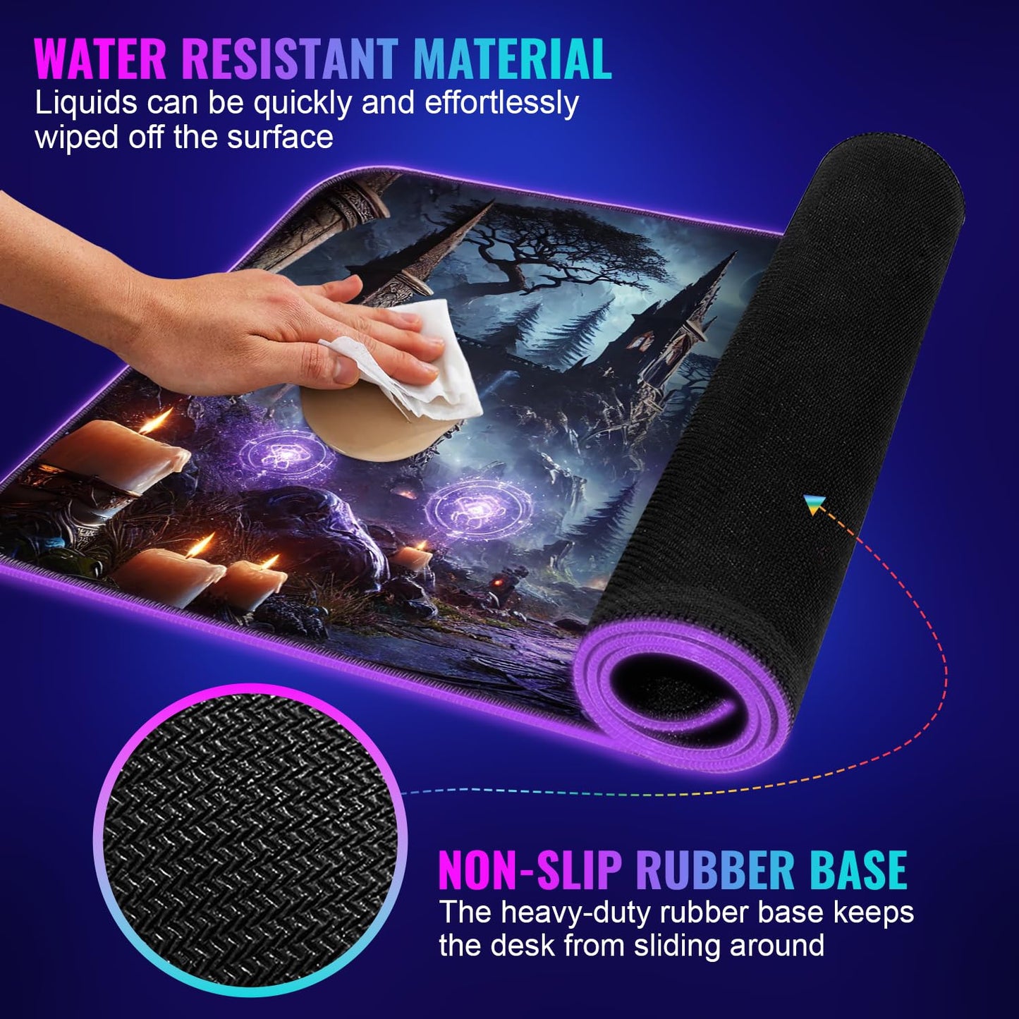 Nexus Elite Gaming Mouse Pad - Desk Mat Gaming Mouse Pad , Medium Extra Large Extended Big Long Huge XL XXL and XXXL RGB LED Light Mousepad For a Computer , PC Mats Mousepads Sorcerers Fate