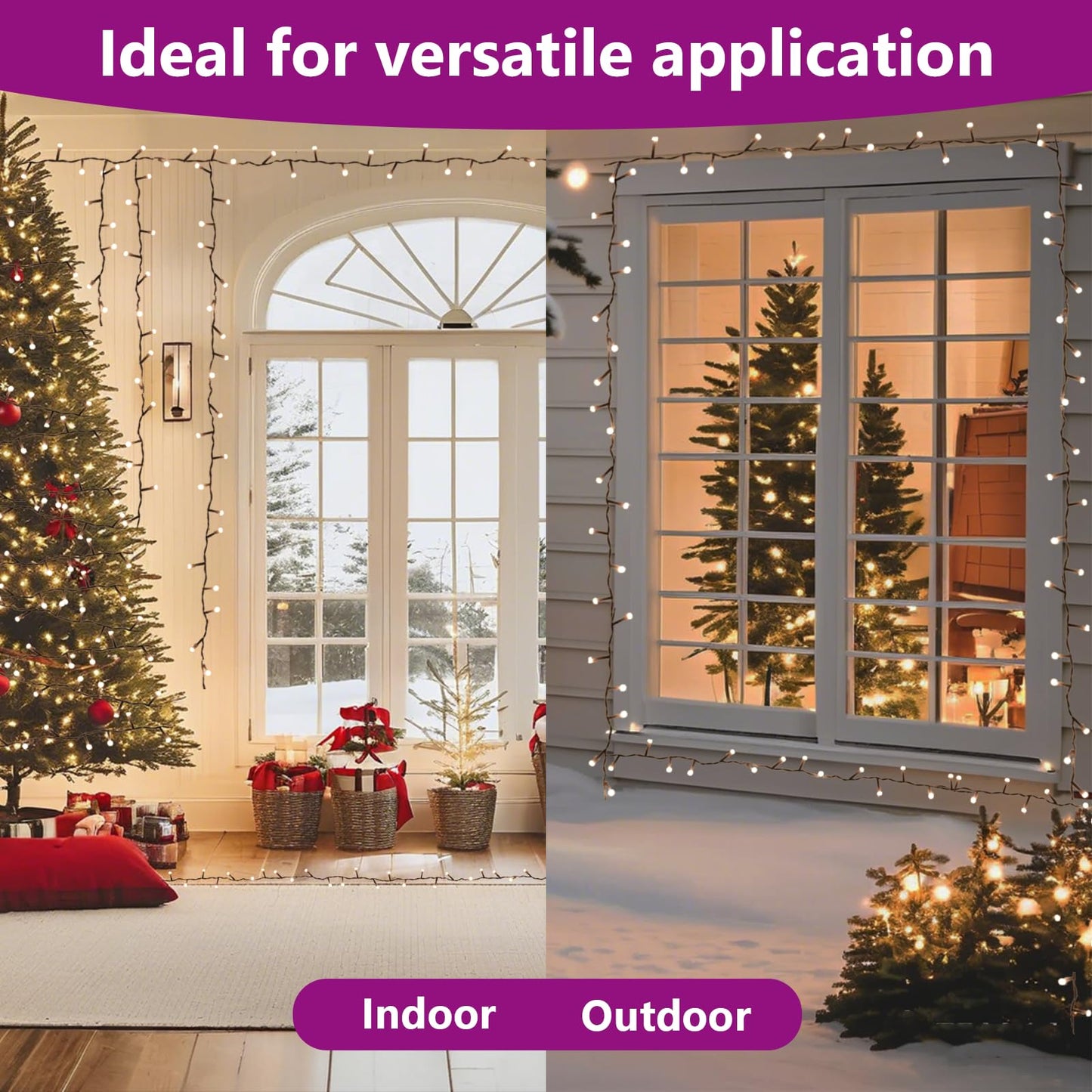 vidaXL LED String Lights, 49ft with 150 Warm White Lights, USB Powered, Copper, Model 343228, Transparent PVC Cable
