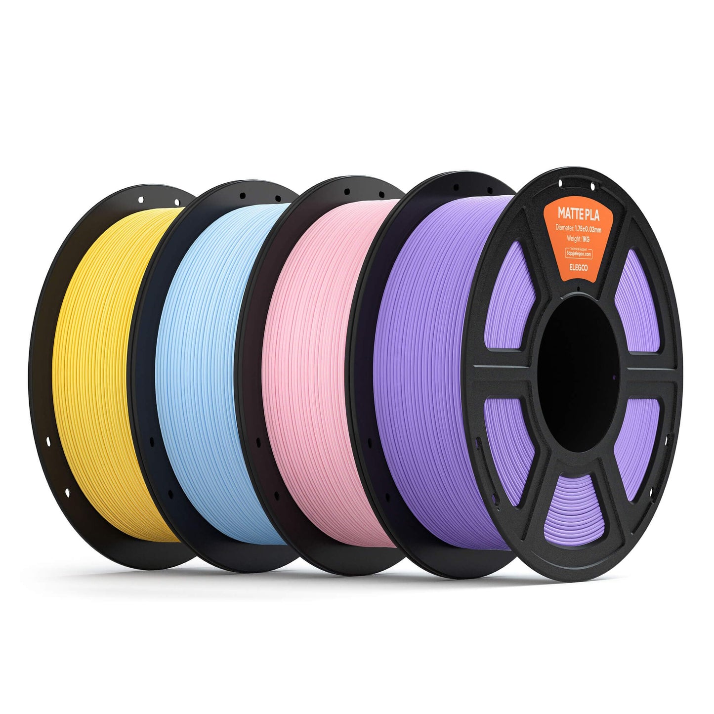 ELEGOO Matte PLA Filament 1.75mm Bundle 4KG, 3D Printer Filament High Precision, 4pcs 1kg Spool (2.2lbs) Fits for Most FDM 3D Pr