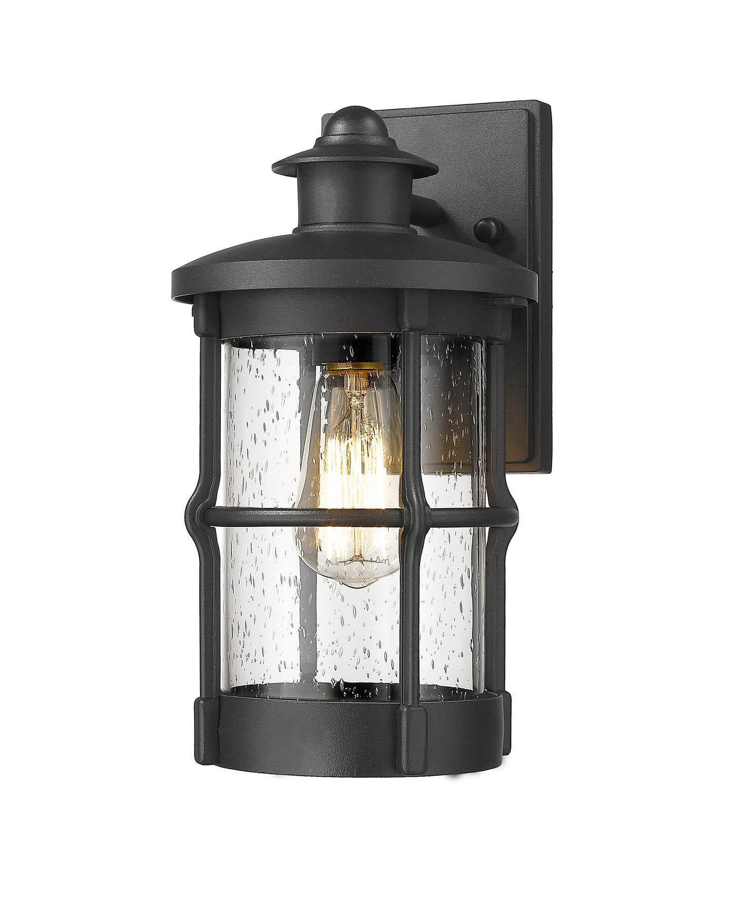 Rosient Outdoor Wall Sconces, Outdoor Wall Lights, Exterior Wall Mount Lighting, Exterior Fixture in Black Finish with Seeded Gl
