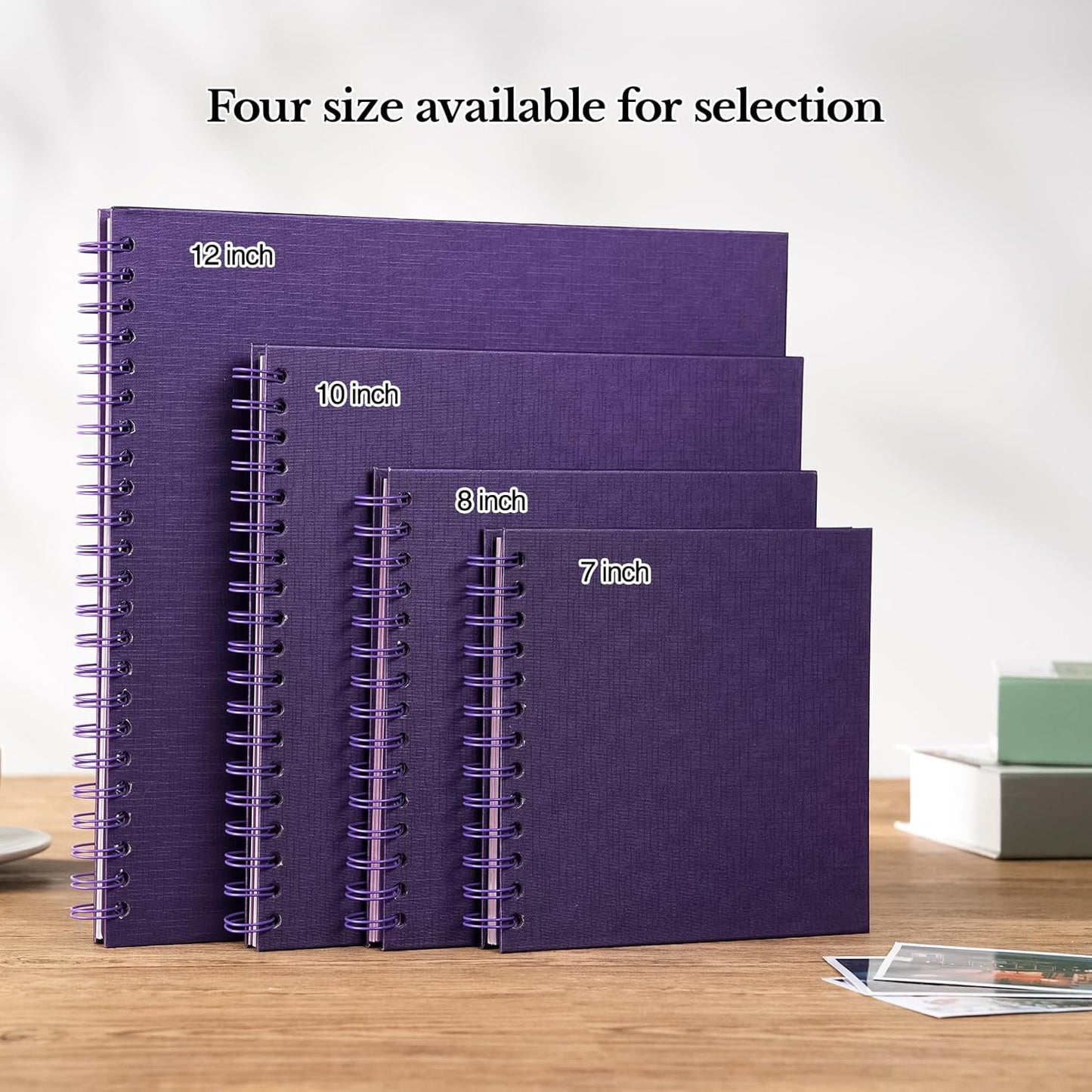 potricher 10 x 10 Inch DIY Scrapbook Album 40 Pages Hardcover Kraft Paper Scrap Book Photo Albums Memory Book for Wedding and Anniversary Family (Purple, 10 Inch)