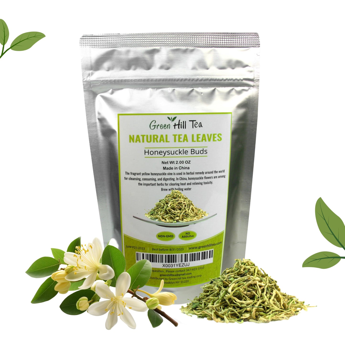 Greenhilltea traditional health herbs 2 OZ (56grams) Honey suckle dried herbal tea honeysuckle buds 100% Natural Caffeine free