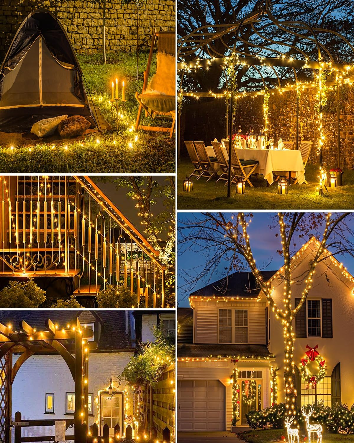 Bitjam 3 Pack Solar Fairy Lights For Outside Waterproof Total 147Ft 450 Led Solar String Lights Outdoor 8 Modes Solar Twinkle Lights For Garden Yard Christmas Tree Wedding Party Decor Warm White
