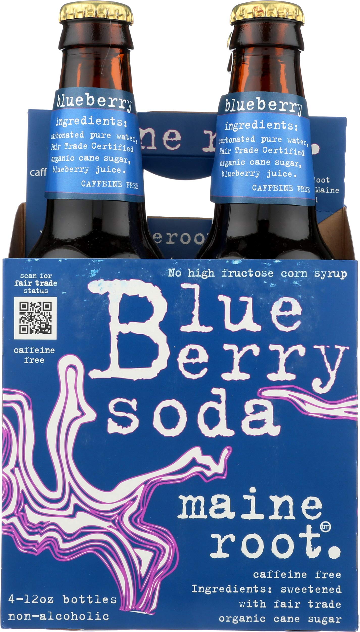 Maine Root Blueberry Soda, 48 fl oz, 4 ct - Refreshing Blueberry Flavor, All-Natural Ingredients