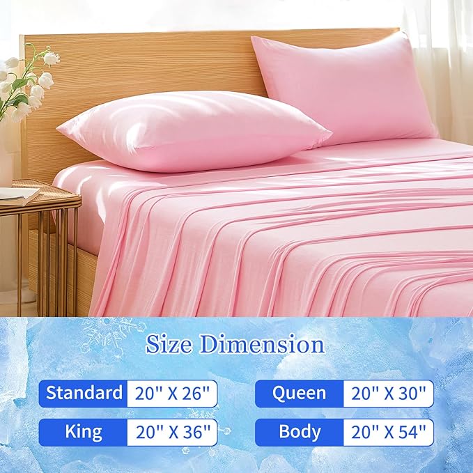 Cooling Pillow Cases for Hot Sleepers - Double Side Arc-Chill Q-Max>0.5 Cooling Fiber Cool Pillow Cases 2 Pack - Breathable Soft Cold Pillow Cases with Hidden Zipper (Pink, 20" x 26")