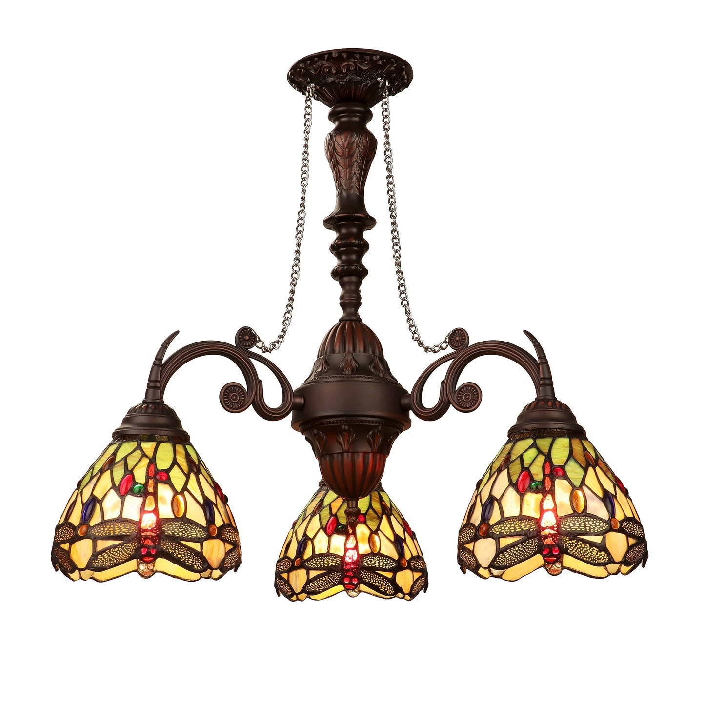 Chloe Lighting ANISOPTERA 3-Light Mini Chandelier, Antique Dark Bronze Finish, 24in Wide, Multicolor, Model CH32825DB24-DC3