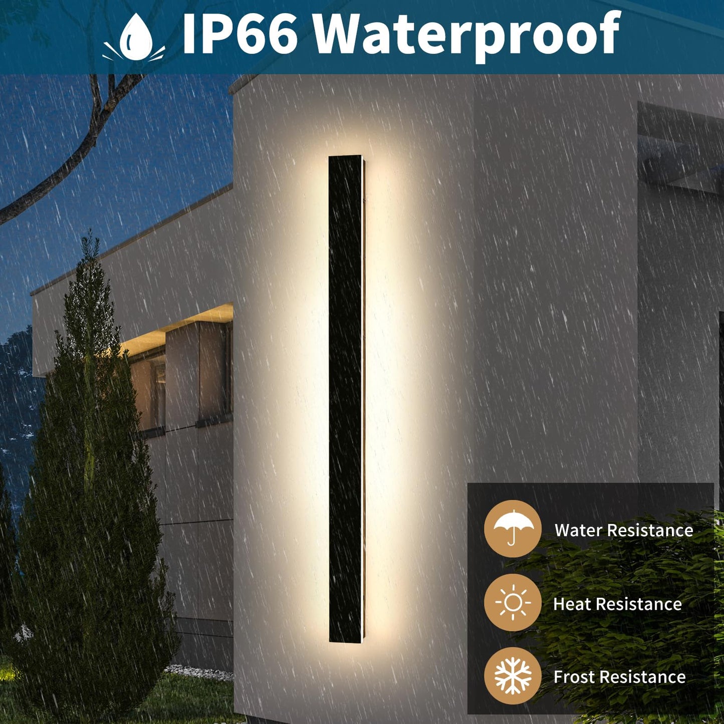 Daoseolo Outdoor Wall Light, 59inch LED Sconce, Dimmable 3000K-6000K, IP65 Waterproof, Remote Control, Model CB-TG-59IN