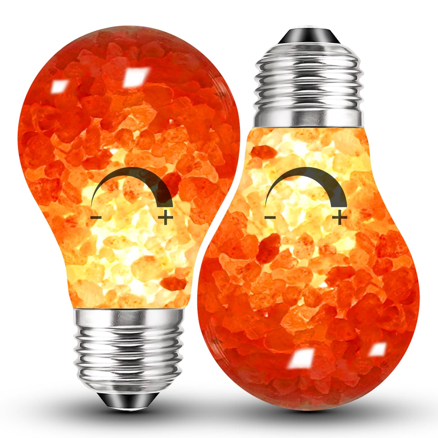 Elmoyle Dimmable Himalayan Salt Lamp LED Light Bulbs, E26 2200K Warm Amber Pink Night Light, 6W Mood Lighting, E26 A60 Salt Rock