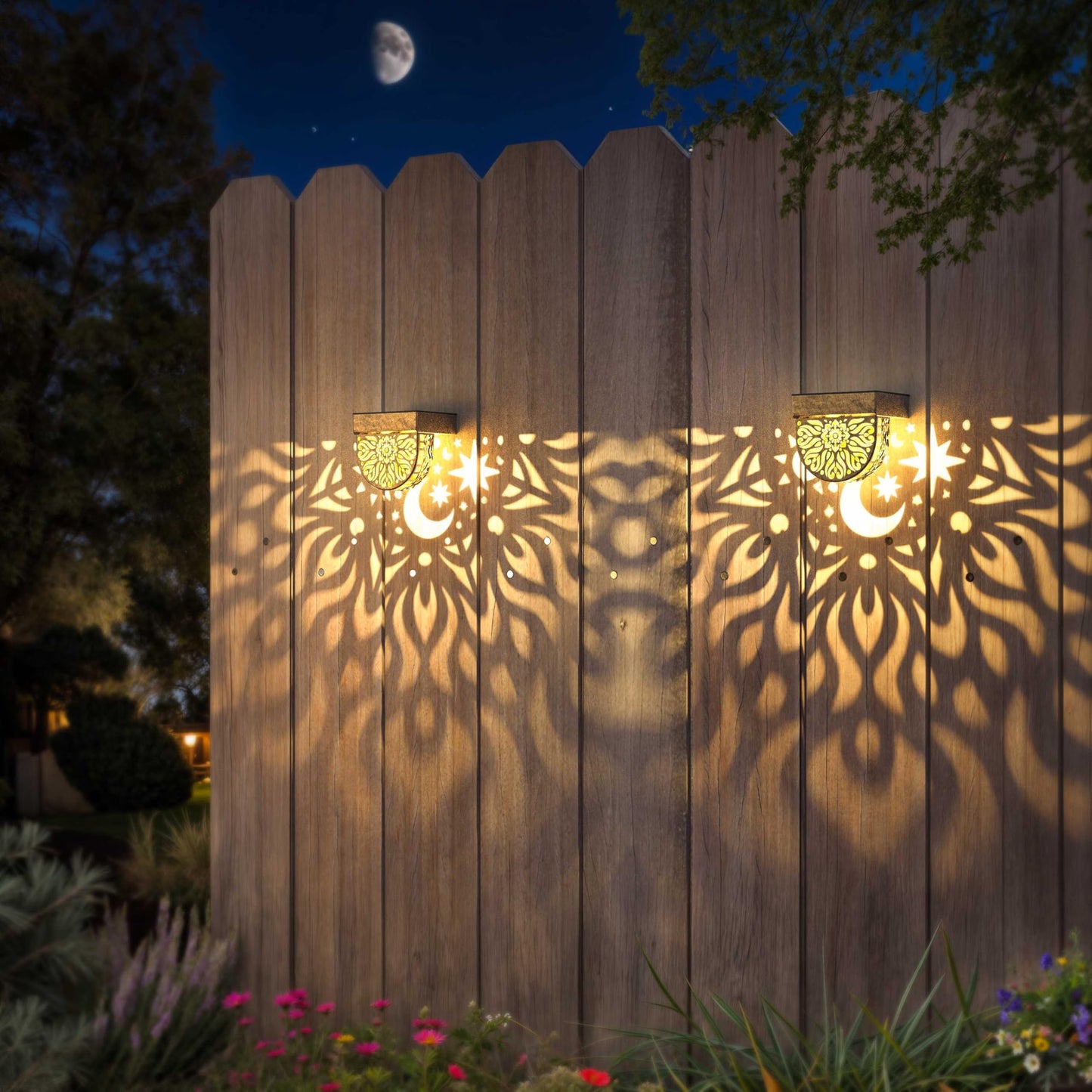 Solar Fence Lights 6 Pack Solar Deck Lights Waterproof LED Step Wall Outdoor Decorations Warm Yellow Decorative Lighting for Gar