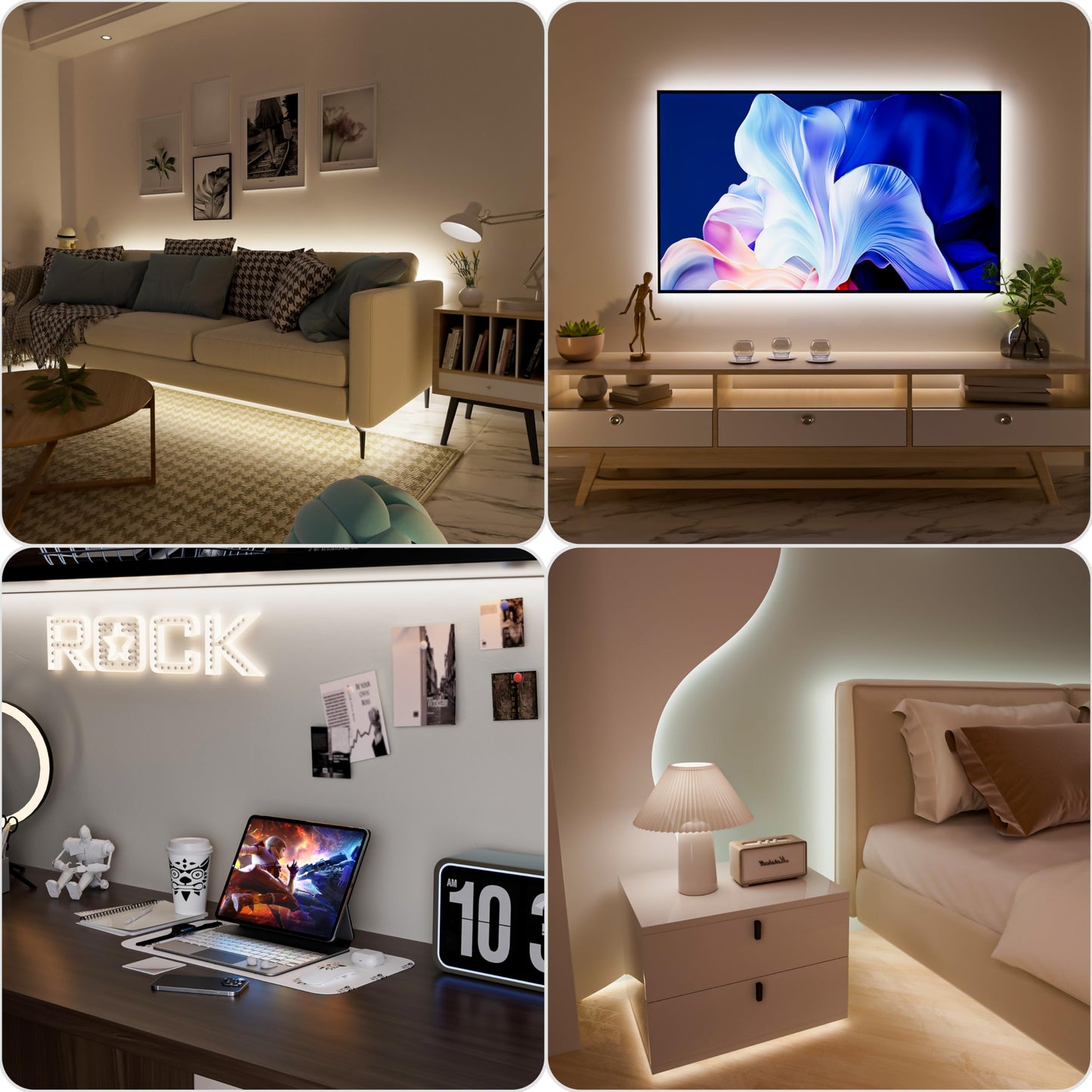 PAUTIX USB LED Strip Light, 6.56ft, 640 LEDs, Dimmable, 6000K Daylight White, Plastic, Model SW320F008W05-CO