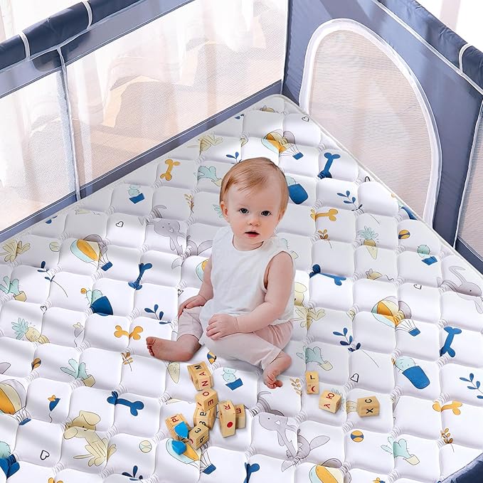 Baby Play Mat 79" X 63", Premium Thicken Foam One-Piece Crawling Mat, Extra Large Non-Slip Cushioned Activity Playmats for Babies, Toddlers, Infants, Play & Tummy Time