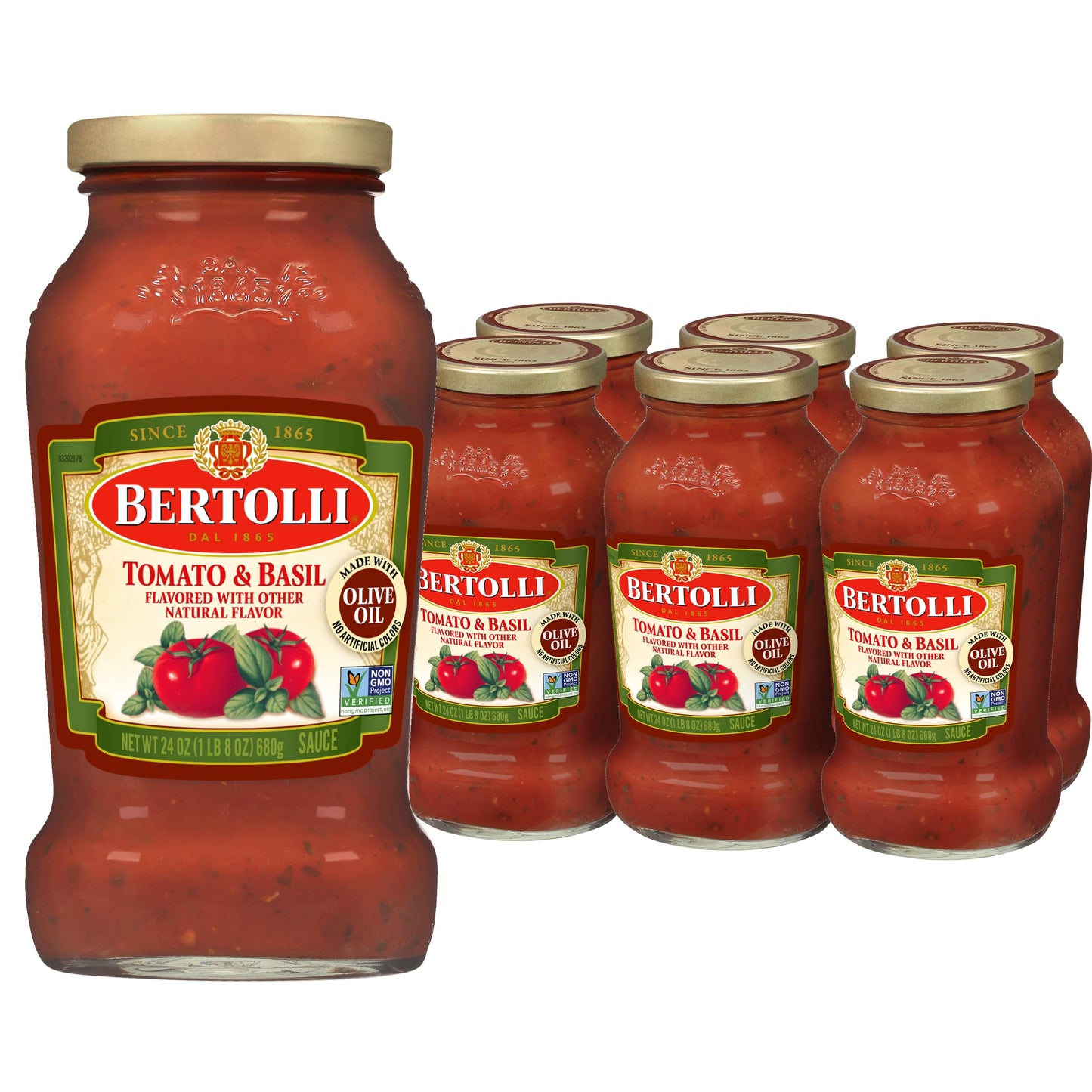 Bertolli Pasta Sauce with Tomato and Basil Spaghetti Tomato Sauce 24 oz (Pack of 6)