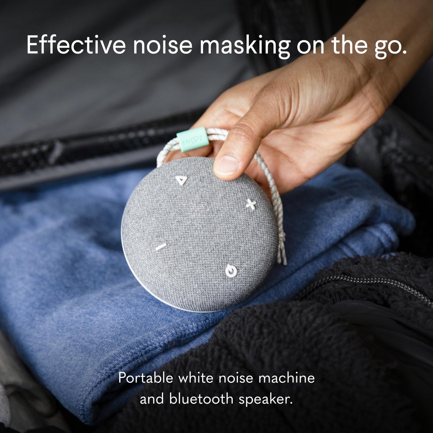SNOOZ Go - Portable Travel Sound Machine, 6 Sounds, Fan, Pink & White Noise, Rechargeable Bluetooth Speaker, Sleep Aid for Adults, Kids, Office Privacy, Sleeping Essential for Gift Registry - Charcoal