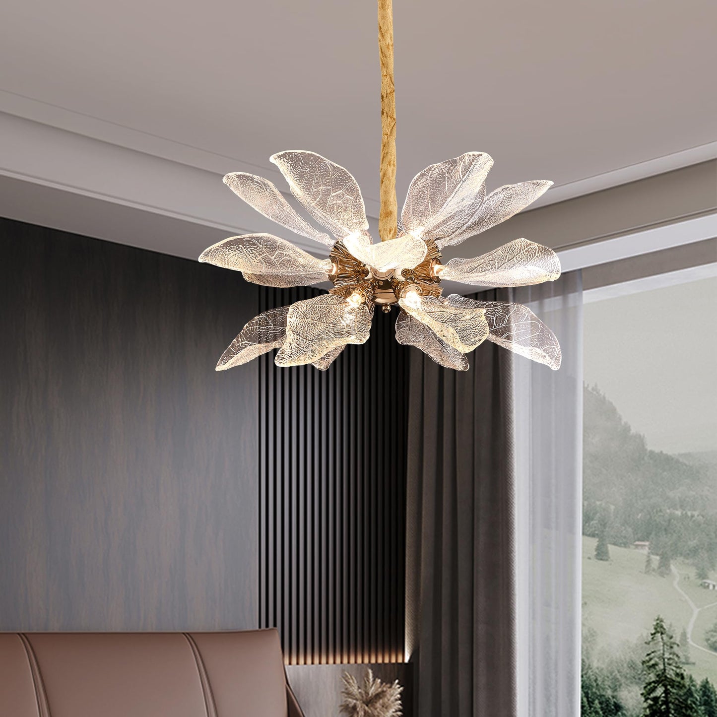 Witkey Modern Tree Branch Leaf Chandelier 18-Light 25.59 stylish Gold Pendant Lighting Led 40W 3000K Warm White Chandeliers Adjustable Height For Living Room Dining Room Bedroom Kitchen Island