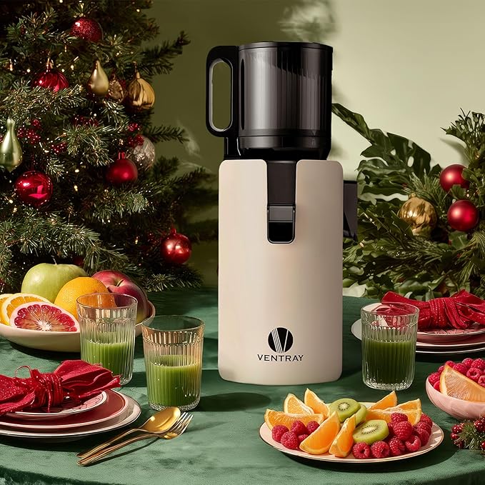 Ventray Cold Press Juicer, Juicer Machines with 4.7" Wide Feed Chute for Whole Vegetables & Fruits, Slow Masticating Juicer with High Juice Yield, Easy to Clean