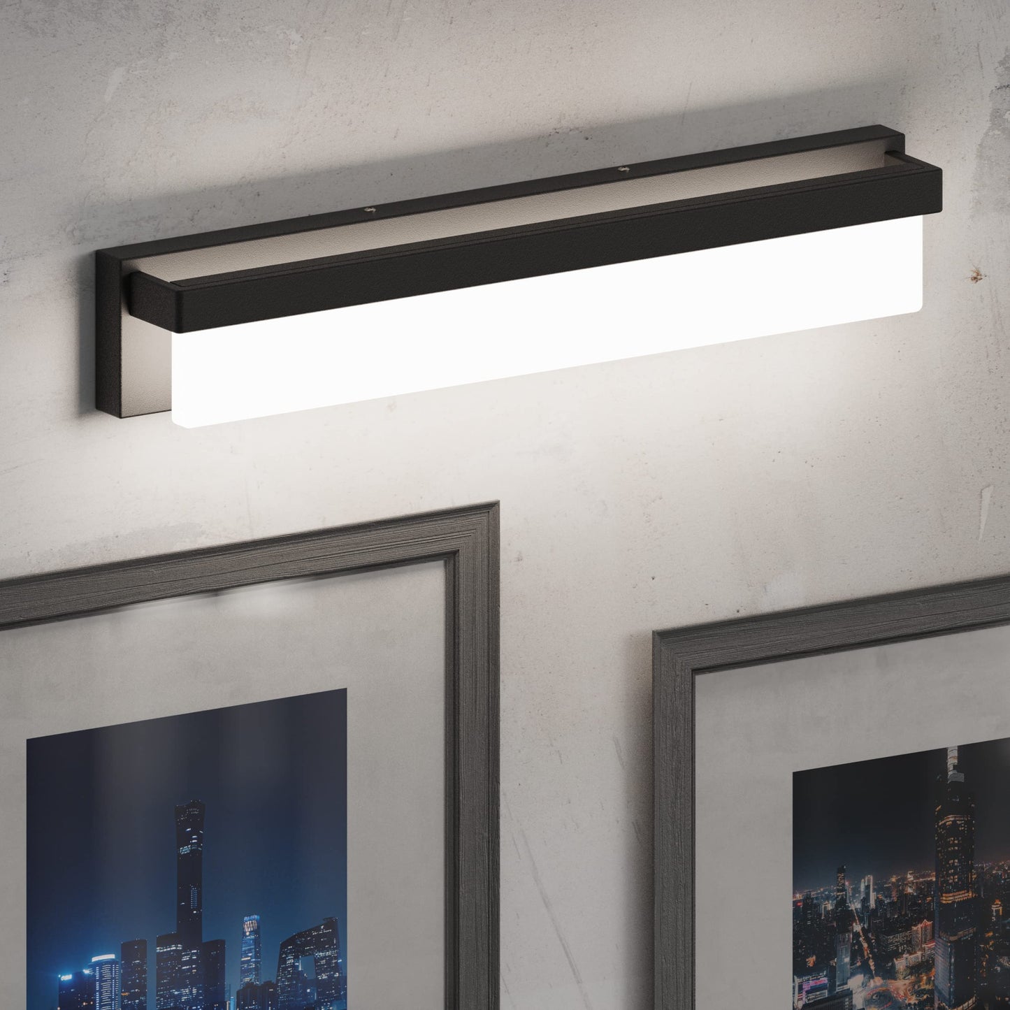 LIGHTINN LED Bathroom Vanity Light Fixture, 24.4in Modern Black Matte Metal, 4000K Daylight, Model 8890-18W-BLK