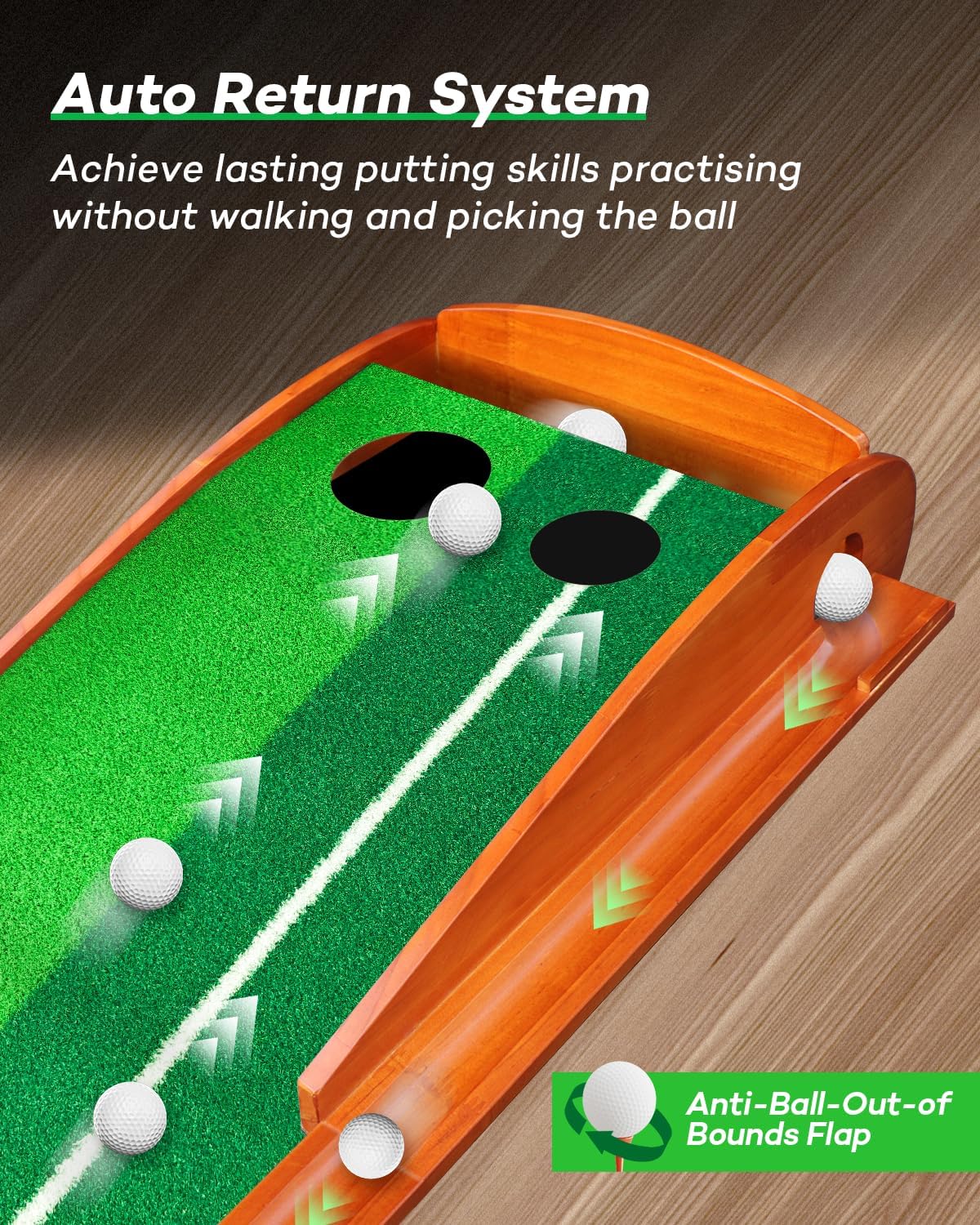 Golf Putting Green with Auto Ball Return for Indoor Outdoor Practice, Putting Mat Training Aid with Alignment Guide Non-Slip Base for Home Backyard Office, Golf Gifts for Dad Men Women