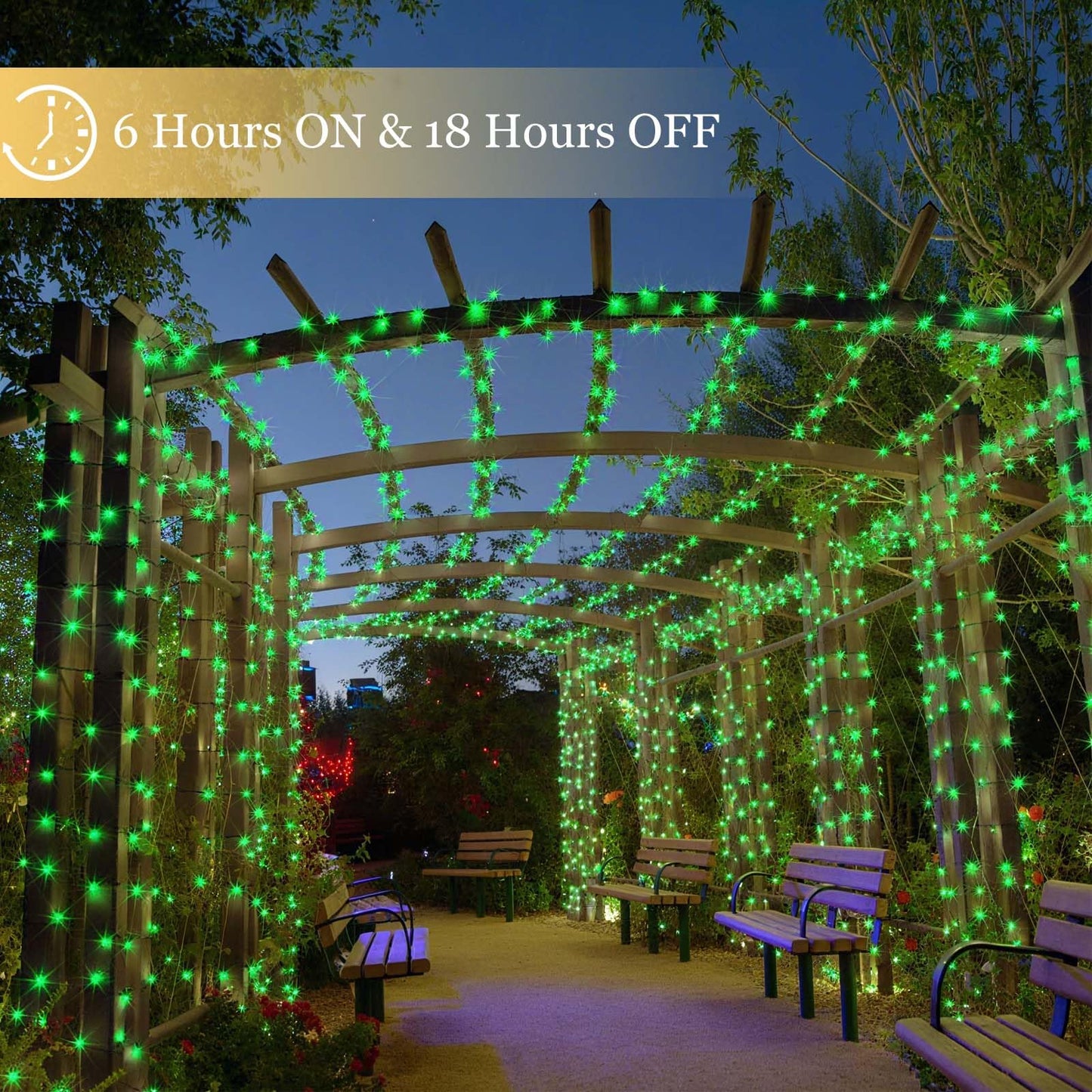 Tcamp 164Ft 500 Led Green Christmas Lights 8 Modes Christmas Tree Lights With Timer Memory Function Green Wire Starry Fairy String Light For Xmas Tree Outdoor Indoor Decor