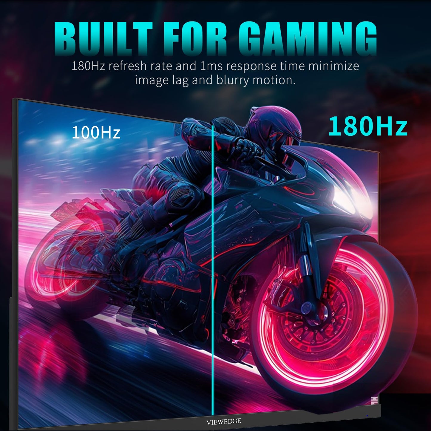 Viewedge Gaming Monitor 27 inch 180hz (Supports 144hz/165hz) 1ms, 110% sRGB with HDR 10 | 1080p IPS Screen, DP HDMI, Built-in Speakers, Support Freesync and Wall Mount