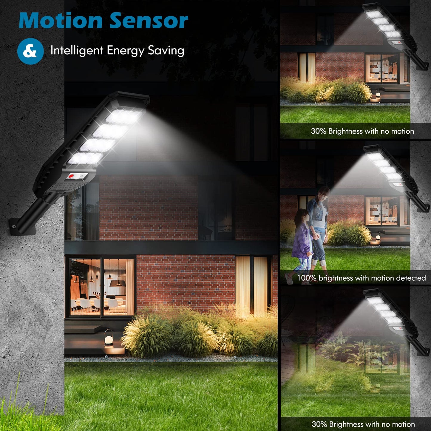 VUAA Solar Street Lights 6500K 6000LM Waterproof Dusk to Dawn Motion Sensor 4 Pack Black KY-LJ-4