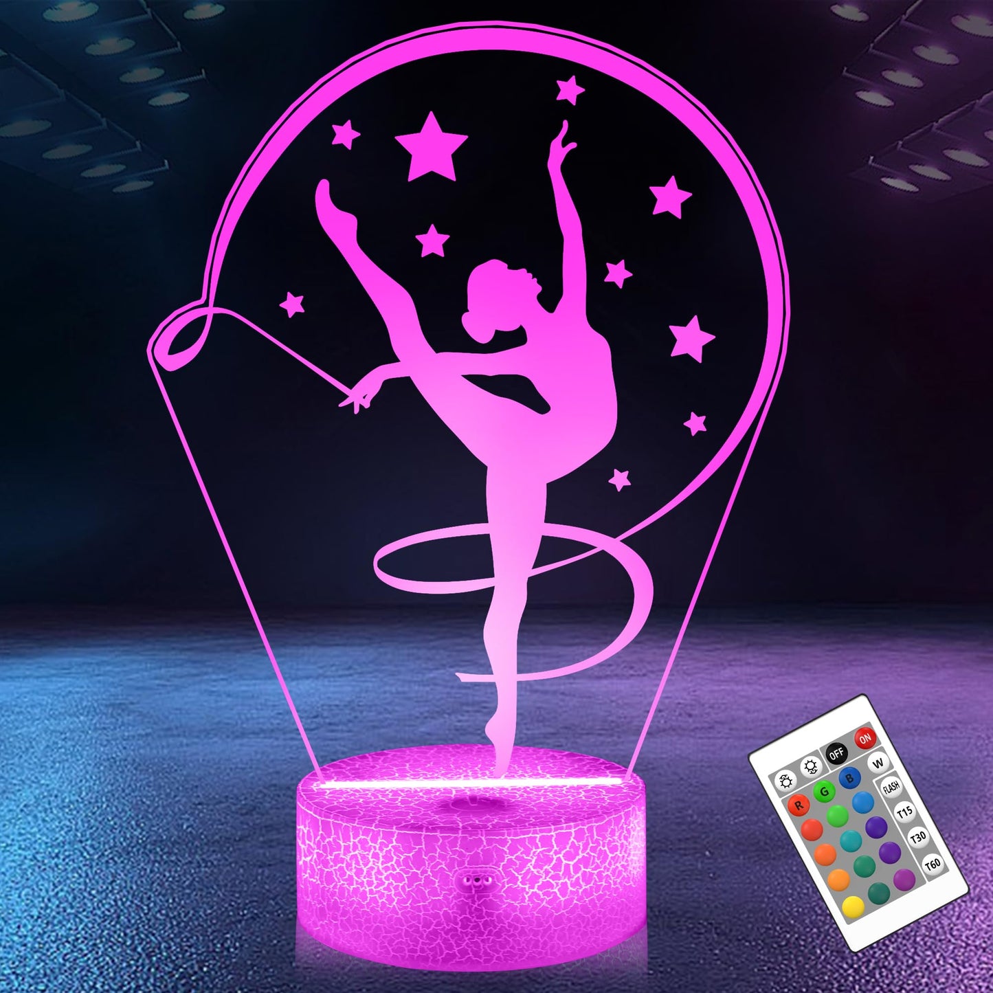 OkiyiD Gymnastics Stuff Gifts for Girls,Artistic Gymnastics 3D Night Light Illusion Lamp for Kids Women Friends Coach Gymnast Bi