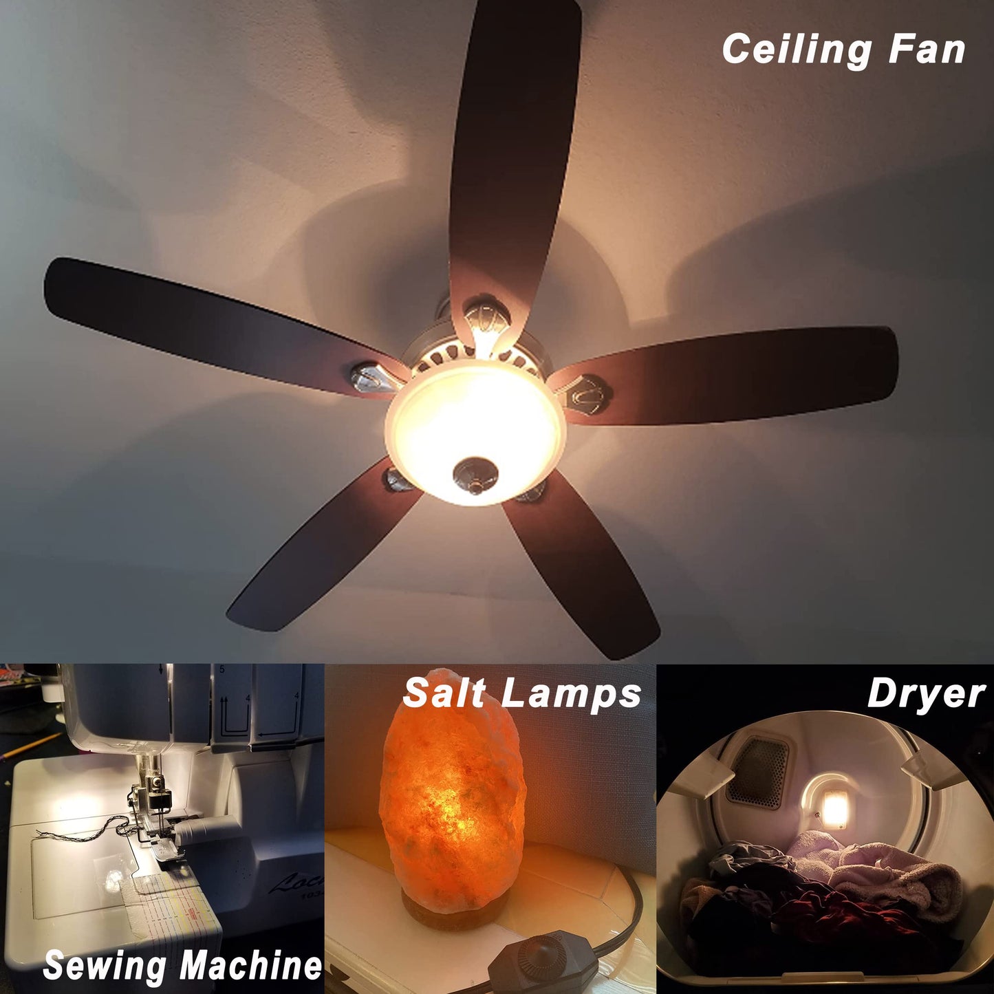 Ziomitus Dimmable E12 C7 Led Bulbs 4W, 3000K Warm White, 450Lm, 5-Pack, Plastic, Ideal For Ceiling Fans And Salt Lamps