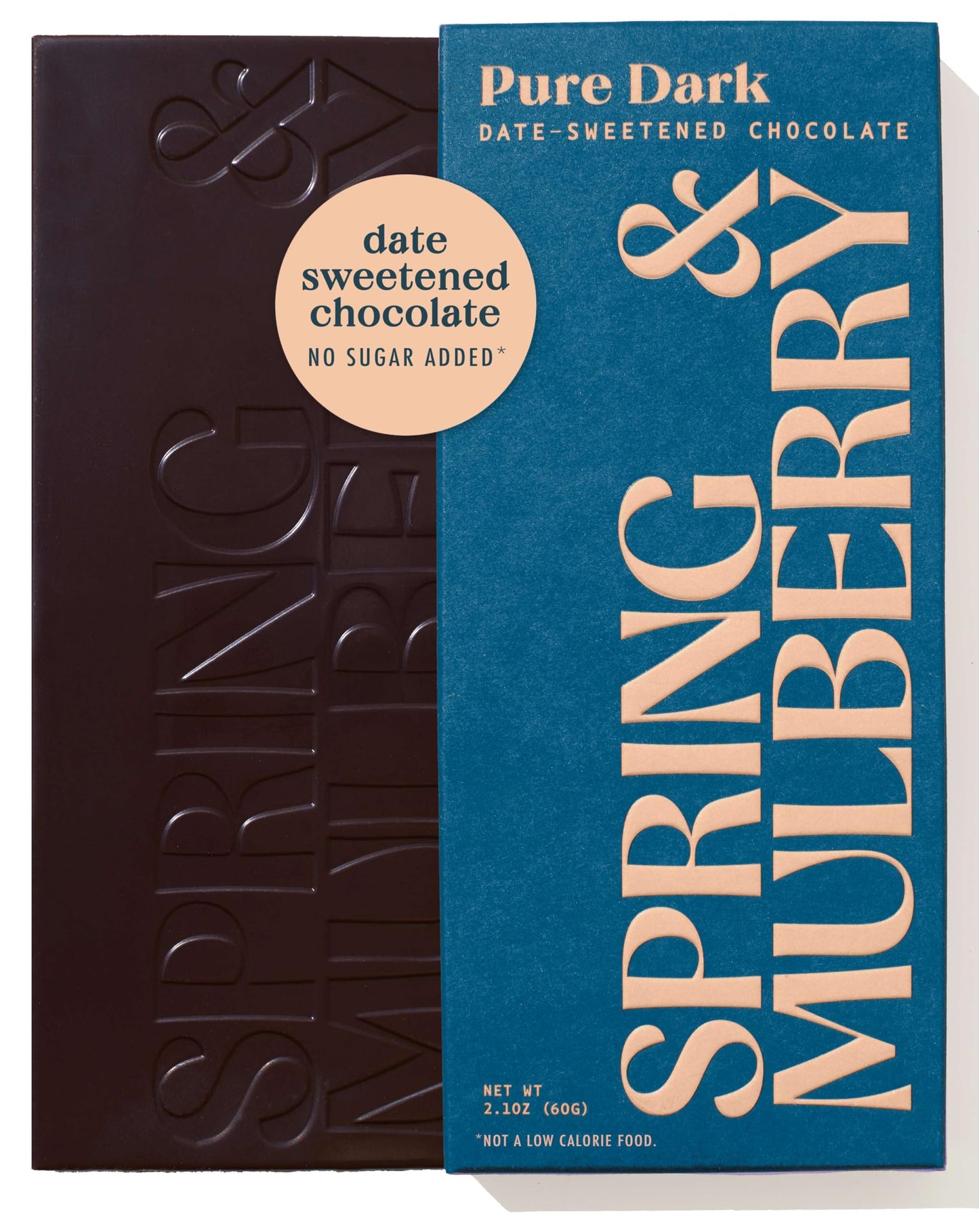 Spring & Mulberry Dark Chocolate Bars - Healthy Chocolate Date-Sweetened - Pure Dark 6 Pack