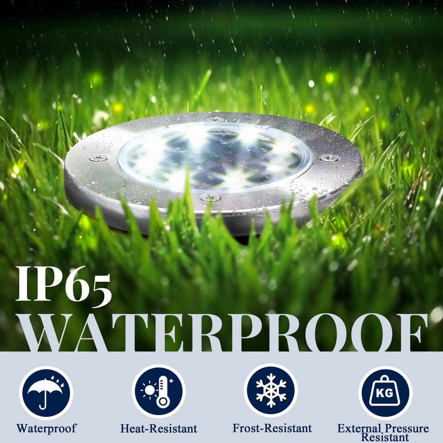 SOLPEX Solar Ground Lights, 20 Pack, Waterproof Stainless Steel, Warm White - Model 8631 for Pathway, Driveway, Patio, Backyard