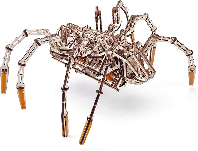 Wood Trick Mechanical Spider 3D Wooden Puzzle - Runs up to 7 feet - Wooden Model Kit for Adults and Kids to Build