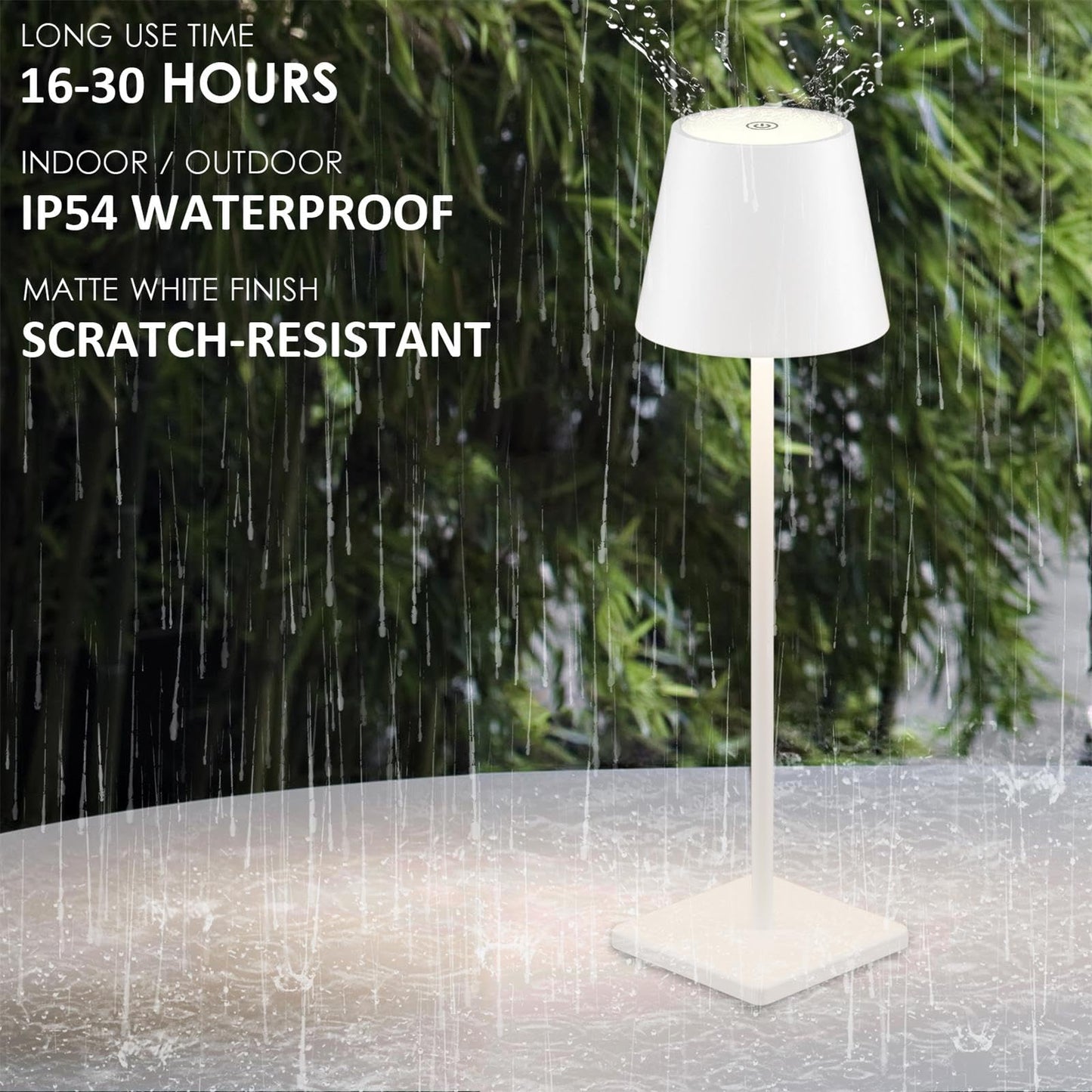 Aoceley Rechargeable Table Lamps, LED Cordless Light, 3W, 5500mAh Battery, Waterproof, 2-Pack, White-3000k, Model HT010