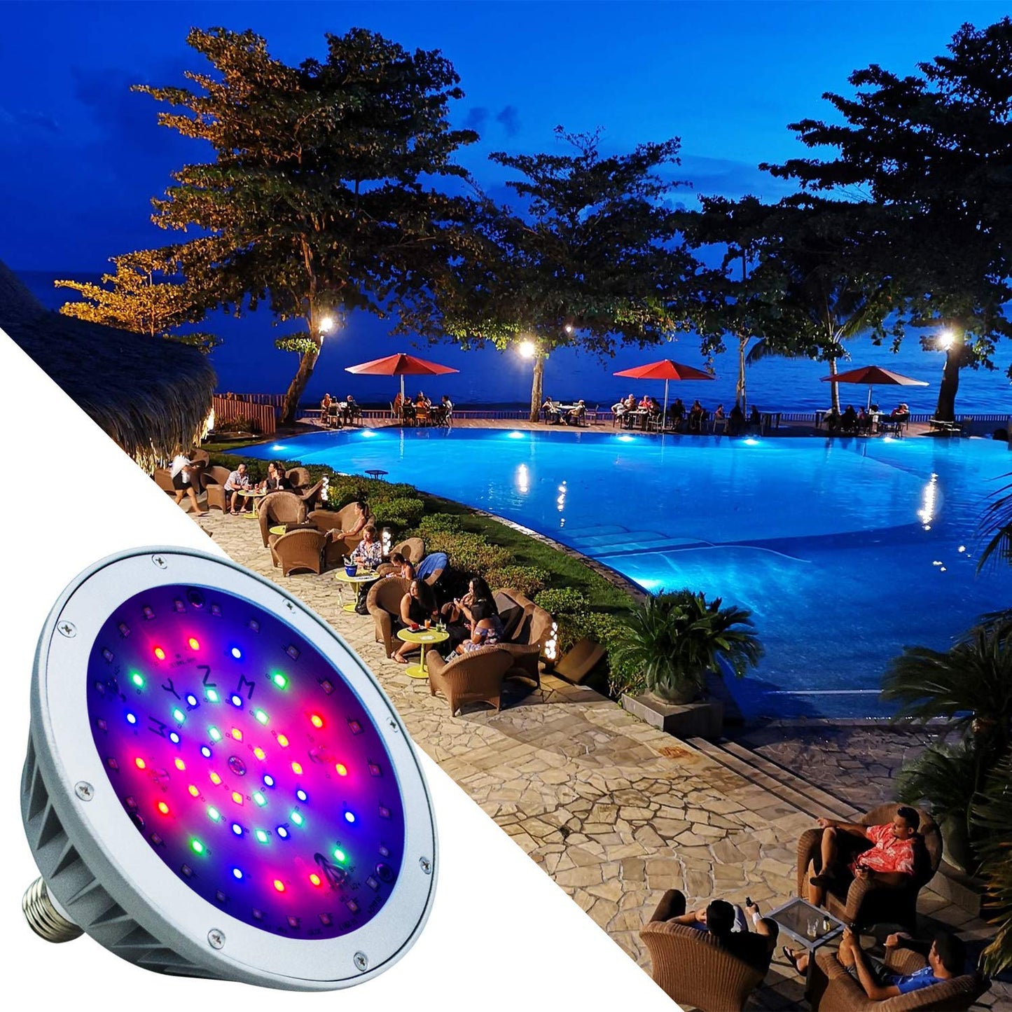 WYZM Waterproof 120V 40W RGBW LED Pool Light Bulb for Pentair/Hayward, 1 Count, Red
