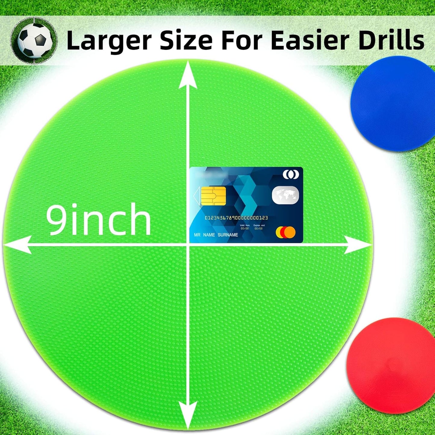Spot Markers 18 Pcs 9 Inch 10 Inch Non Slip Rubber Agility Markers for Football, Basketball Training Markers,School Activities, Exercise Drills