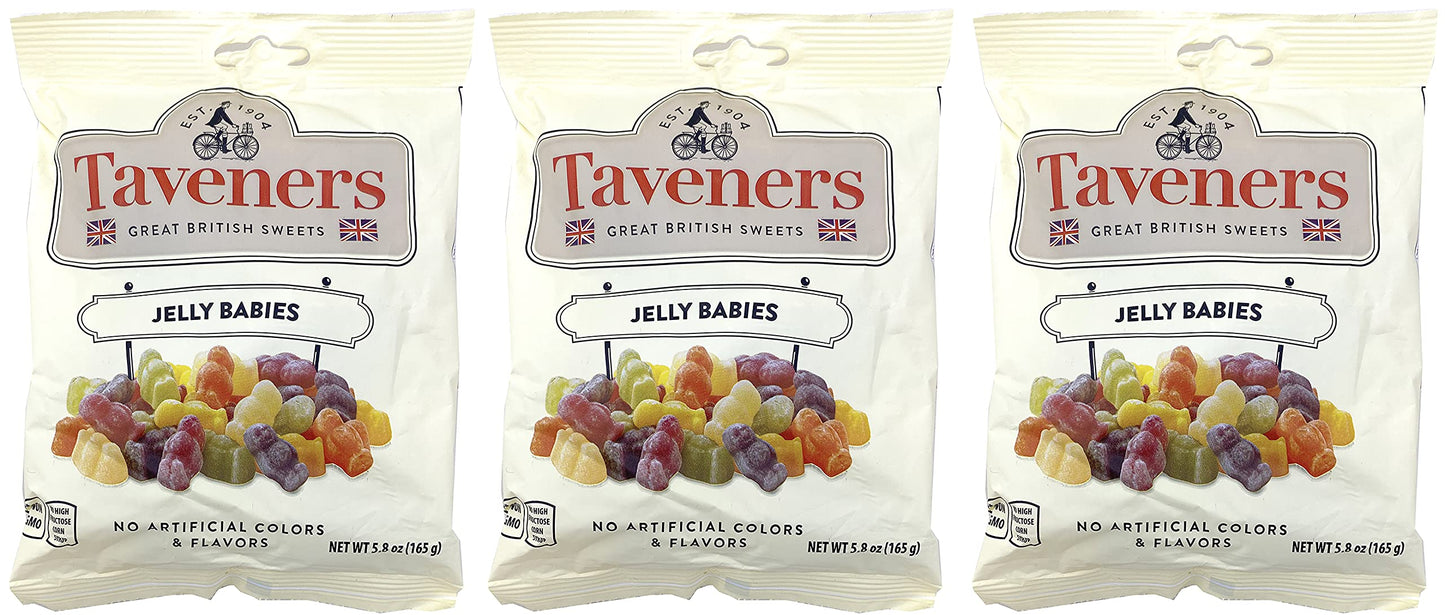 Taveners Jelly Babies Pack of 3 - Gummy Candy, British Gummy Baby Candy, Non-GMO Candy, 5.8 Ounce