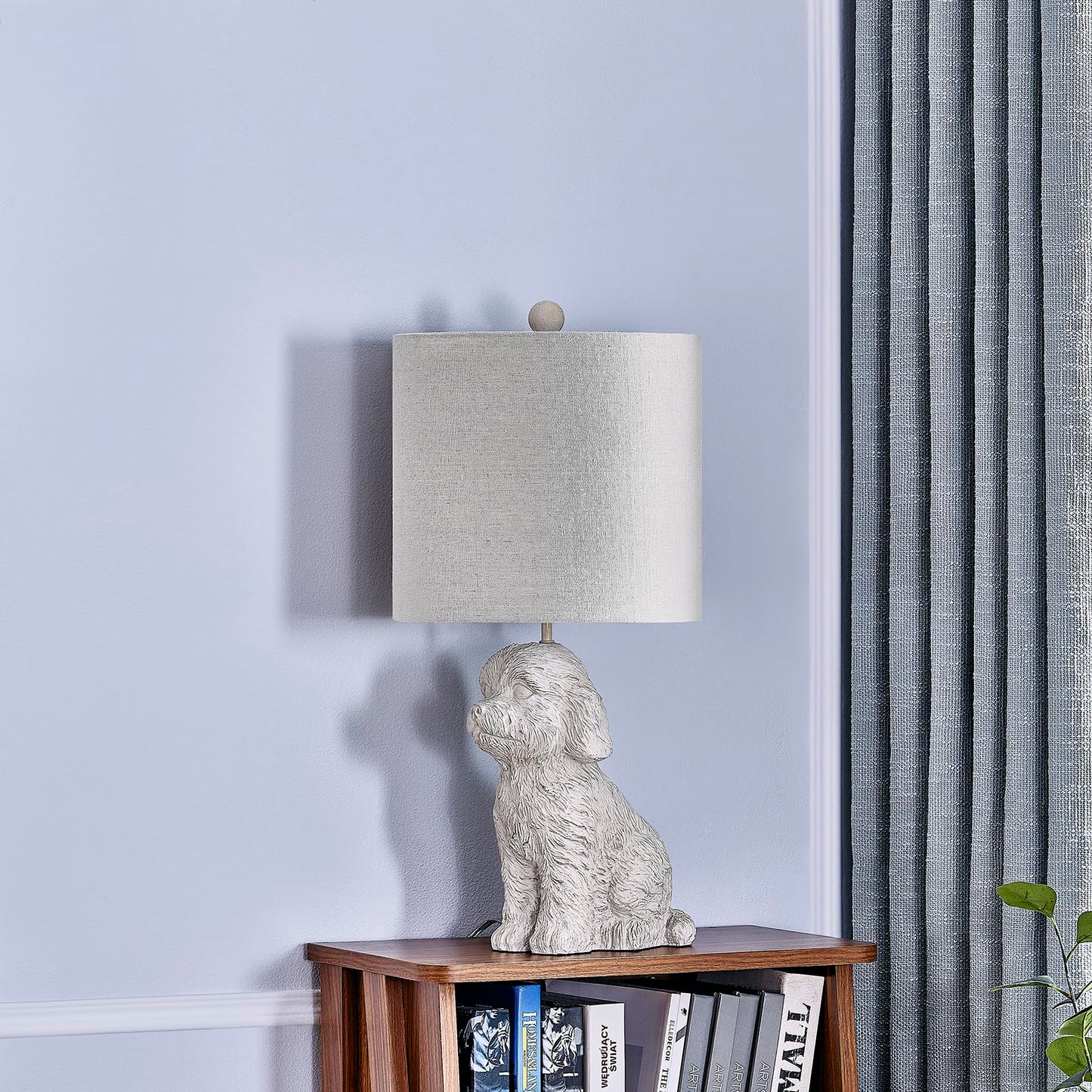 Crestview Collection Resin Table Lamp, 24in Golden Doodle Design, White Linen Shade, Model EVCBAVP2176