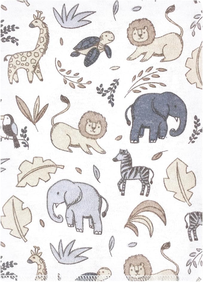 Luvable Friends Hudson Baby Flannel Burp Cloths 12pk, Gray Neutral Safari
