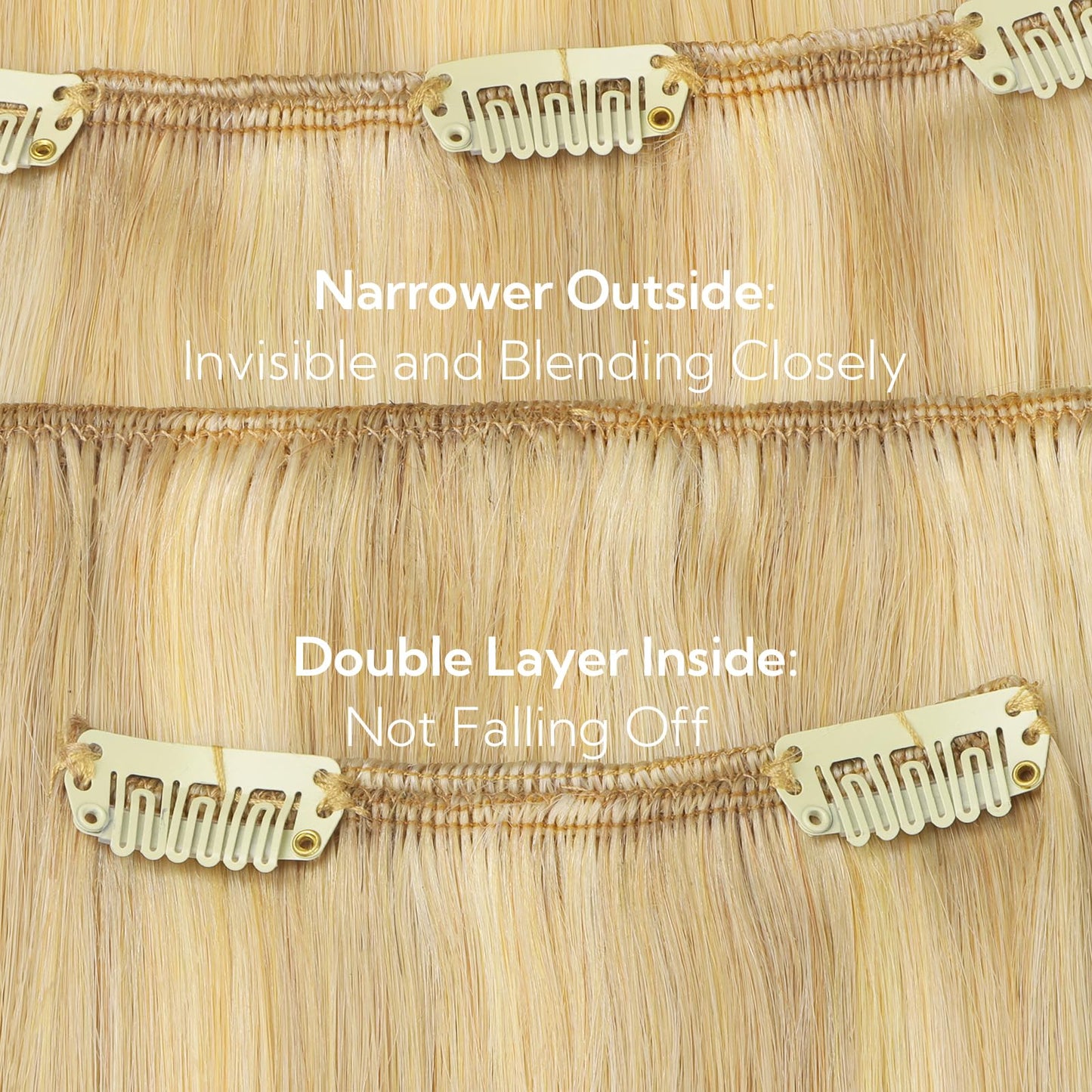 HOTBANANA Clip in Hair Extensions Real Human Hair, 145g 7pcs 24 inch Light Blonde Highlighted Golden Blonde Clip in Human Hair E