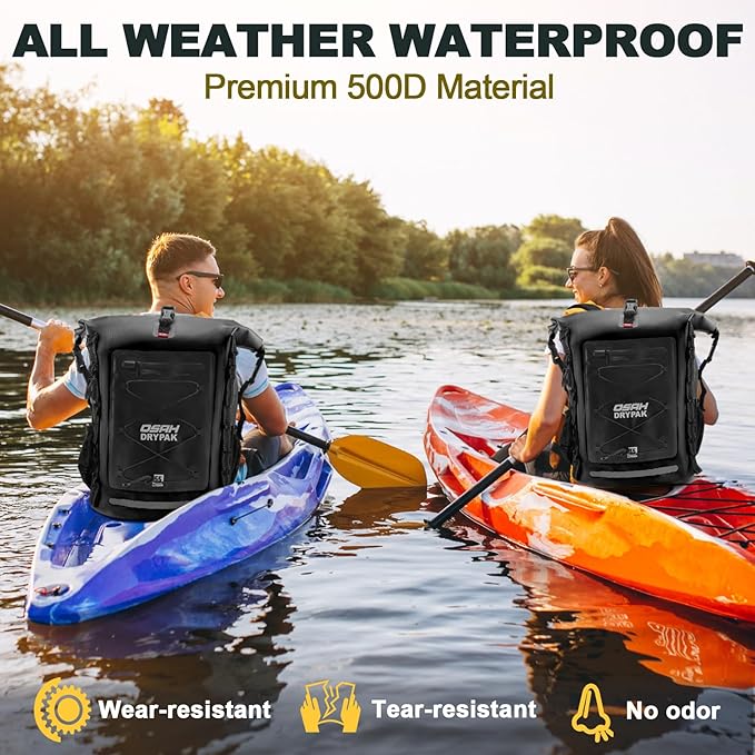 Waterproof Backpack Dry Bag 35L/55L ā Heavy Duty Roll-Top Hiking Backpack for Travel, Kayaking, Boating, Camping, Rafting and Fishing