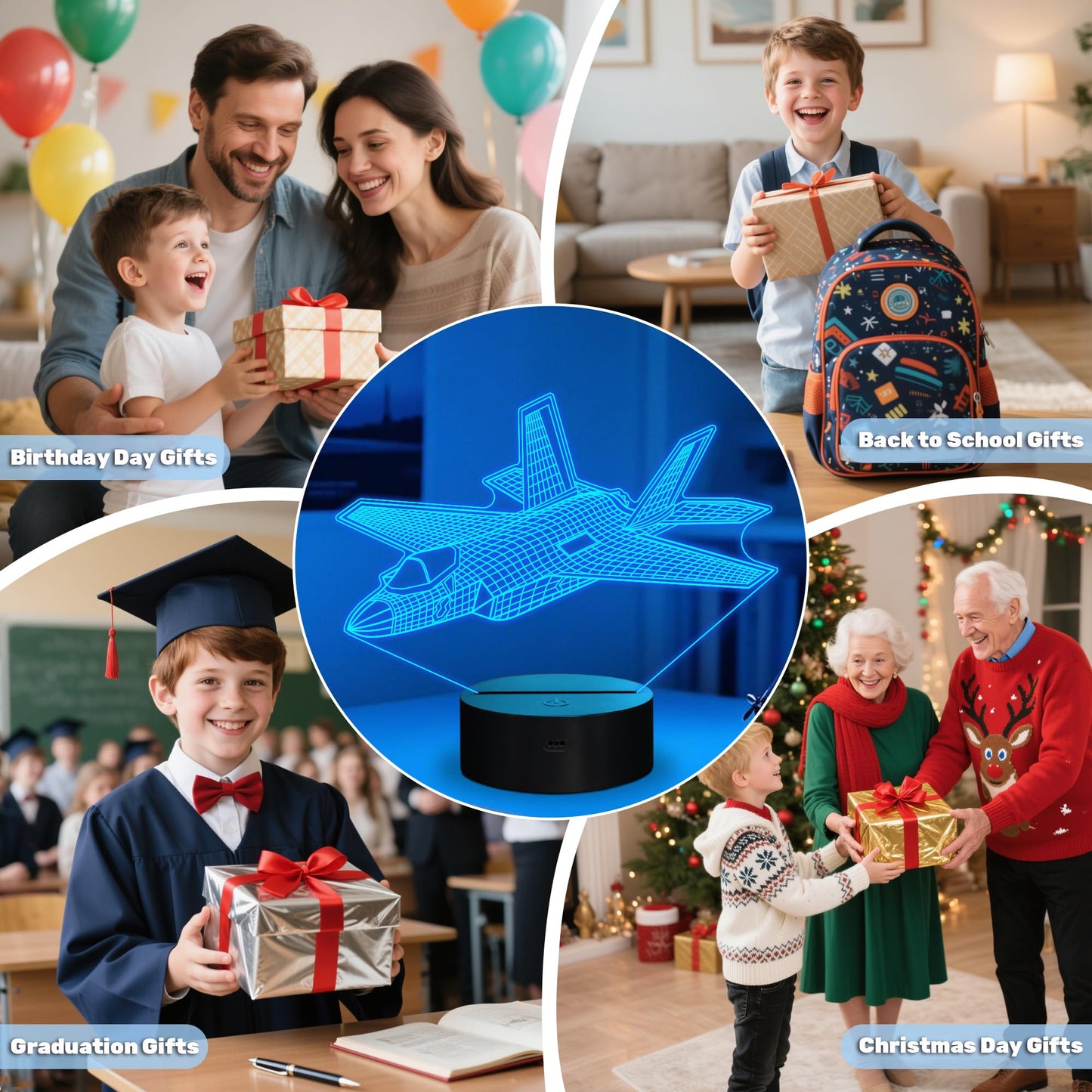 Fighter Jet Night Light Air Jet Gifts War Thunder 3D Illusion Lamp With With Remote Control 3D Illusion Lamp For Room Decor Gifts For Birthday Xmax Entry Graduation For Men Boy Kids
