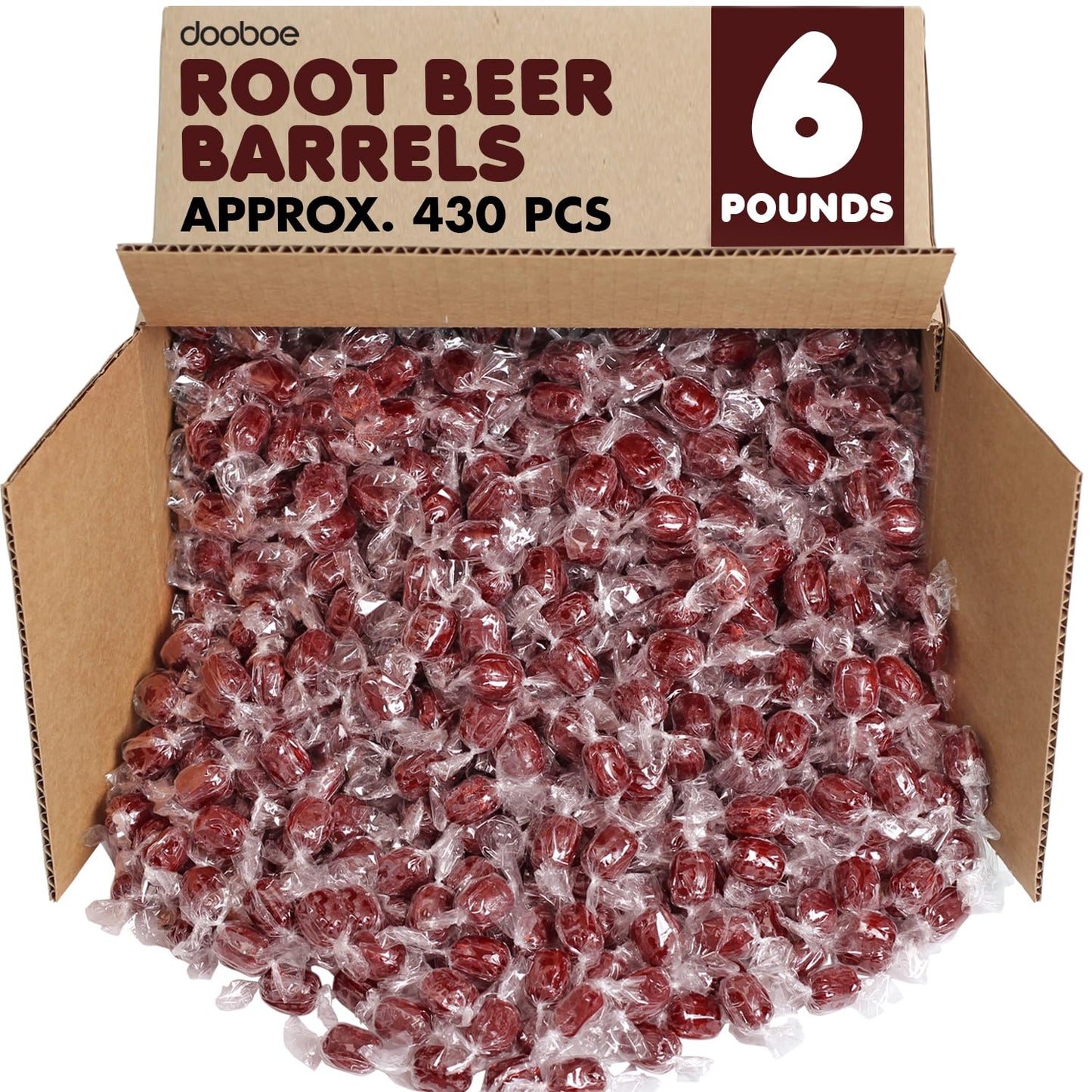 Root malt-inspired Barrels Hard Candy - 6 Pounds - Bulk Rootmalt-inspired Candies - Individually Wrapped Old Fashion Nostalgic Hard Candy - Classic Root malt-inspired Candies - Retro Brown Bulk Candies for Buffet