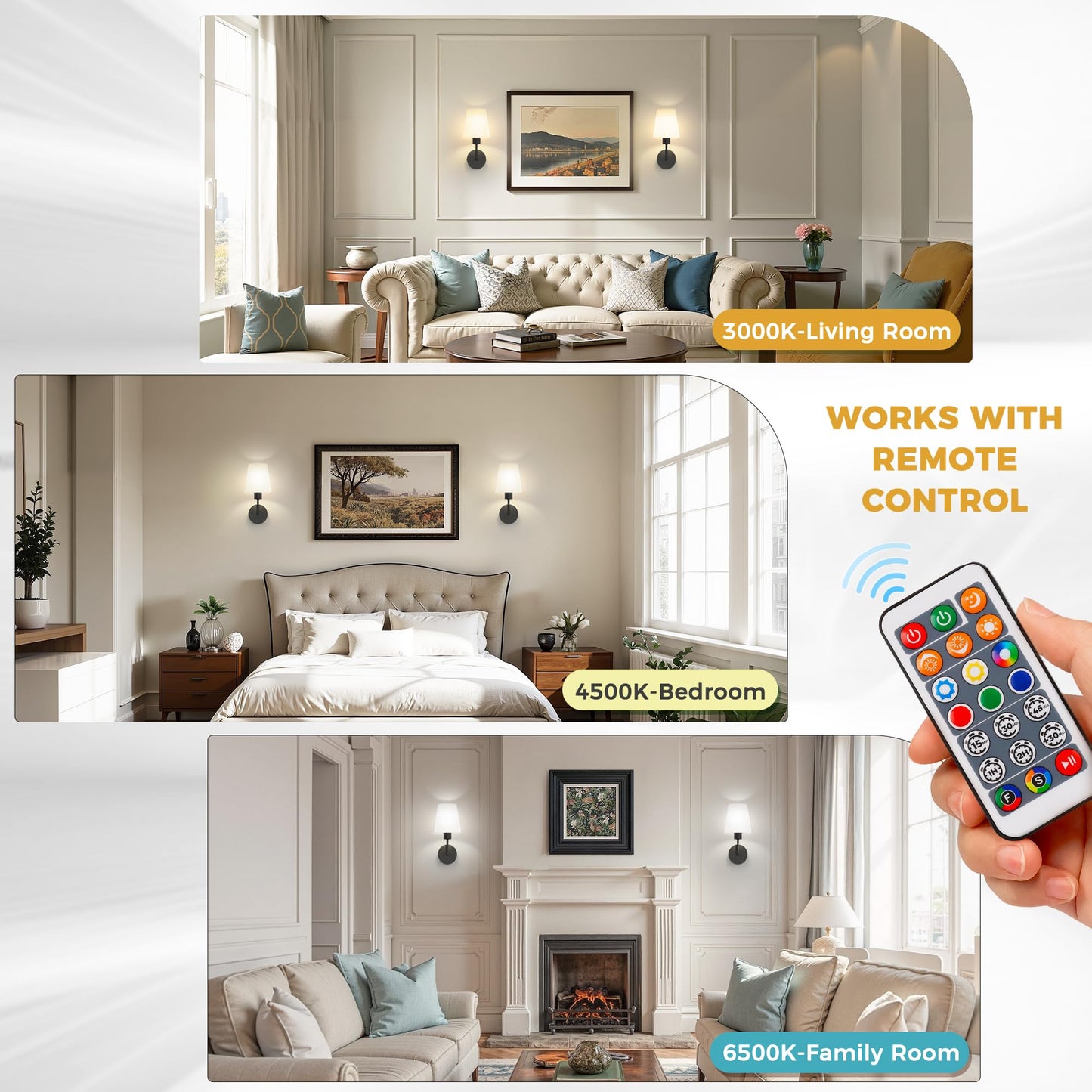 Doresshop Battery Operated Wall Sconce Set Of 2 Wall Light Wireless Easy To Install Dimmable And Adjustable Sconces Wall Decor Rechargeable Wall Lamp For Bedroom Living Room Black 13.8In