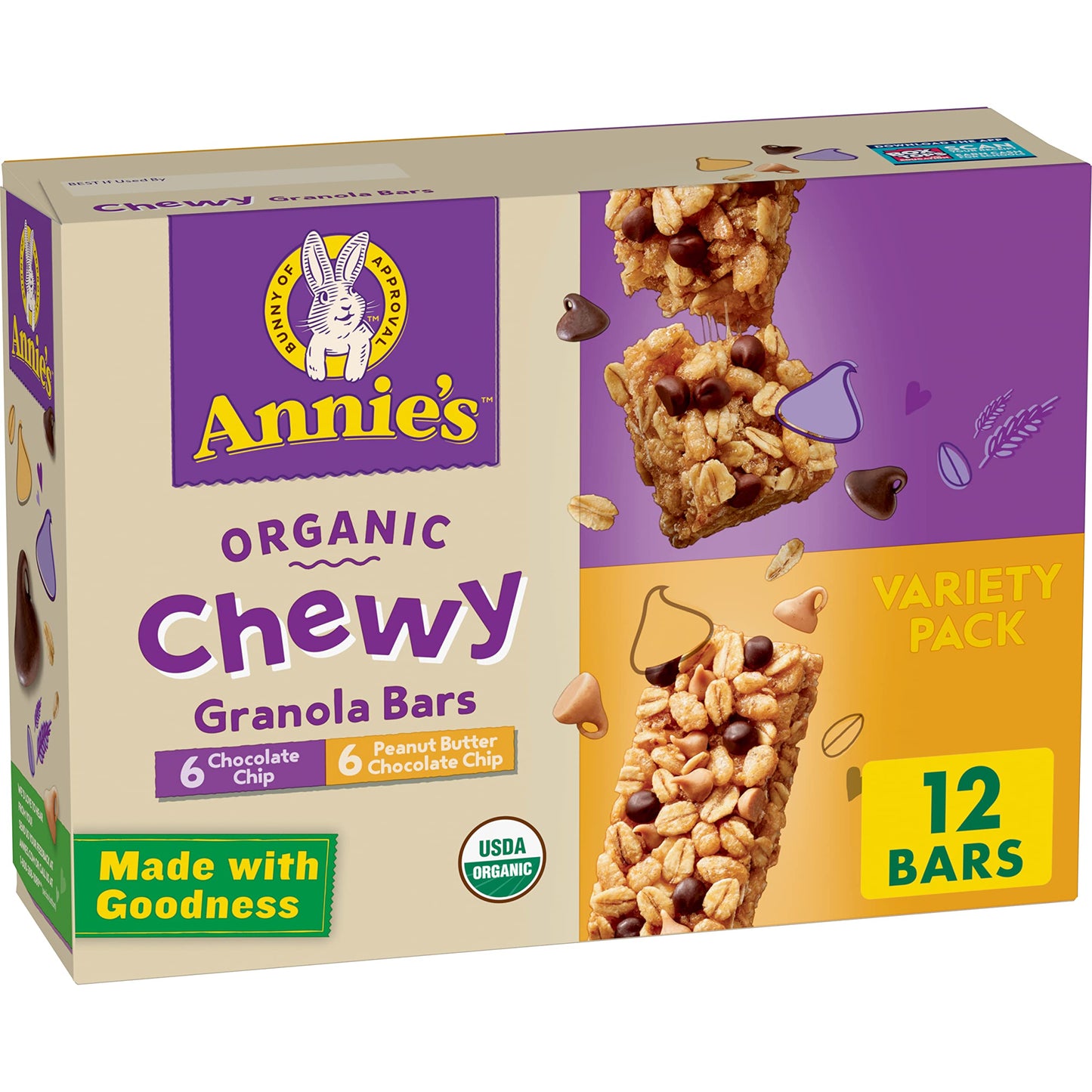 Annies Organic Chewy Granola Bars, Peanut Butter Chocolate Chip, 12 ct