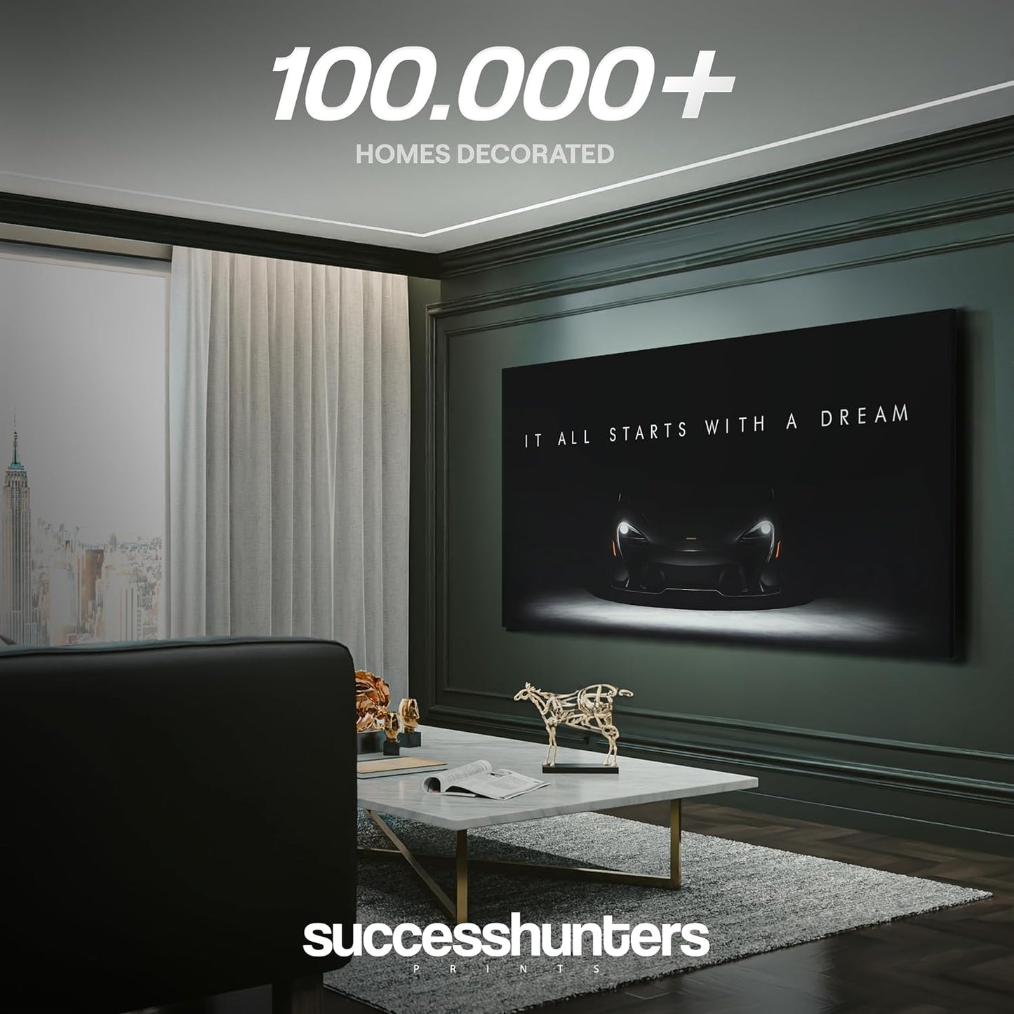 Motivational Wall Art for Office, Super Car Art Canvas, Inspirational Automotive Decor for McLaren Sportscar Lovers, Motivational Wall Decor for Office and Home, Inspiring Car Poster (48 X 24 in)