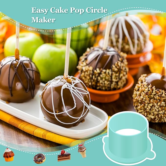 Round Cake Pop Mold Set with 9 Inch Tray and Sticks, ABS Cake Pop Maker, Circle Cake Pop Cutter and Pusher, Baking Molds Kit for Parties, Wedding,Home Desserts Making - Blue