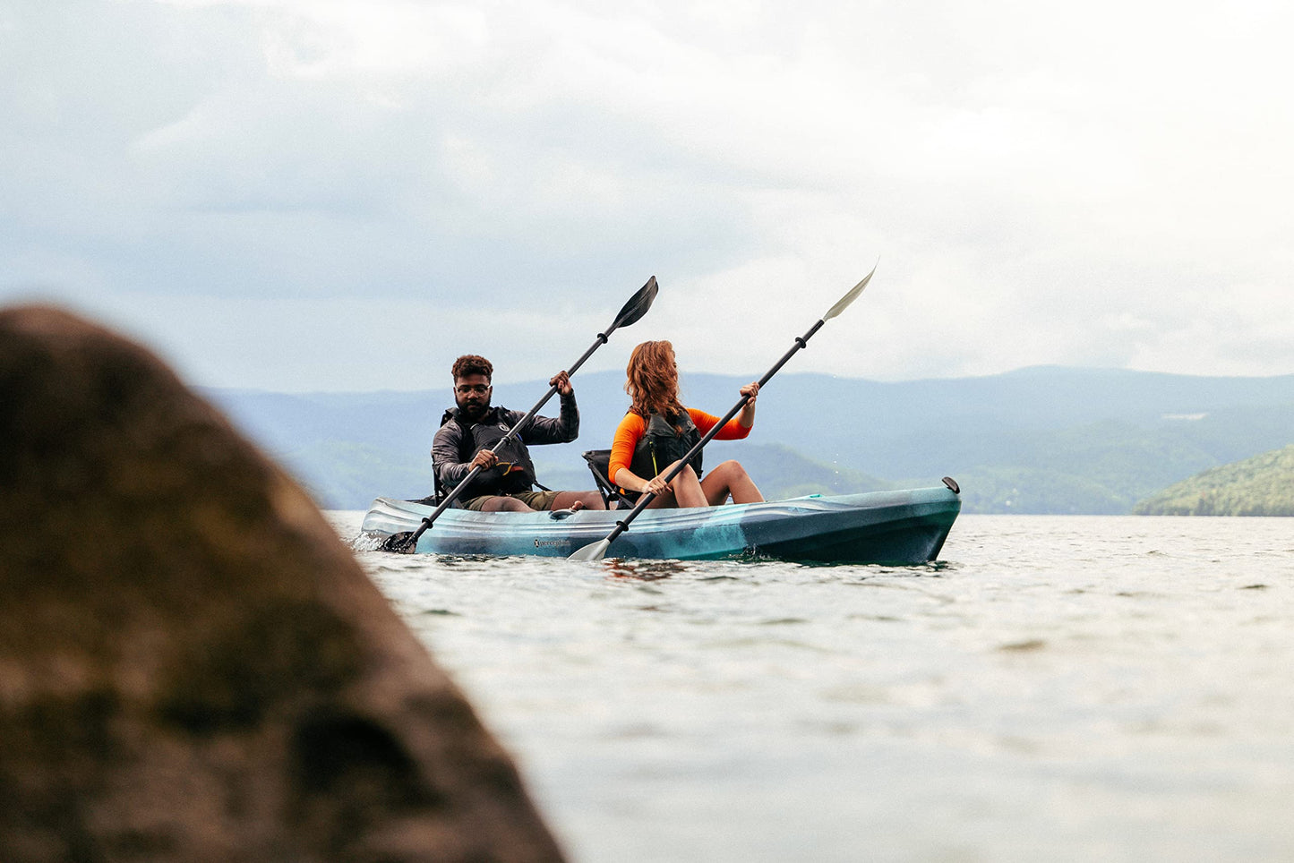 Perception Kayaks - 13.5 Tandem Kayak - Sit on Top - Large Rear Storage with Tie Downs - 13.5 ft - Deja Vu