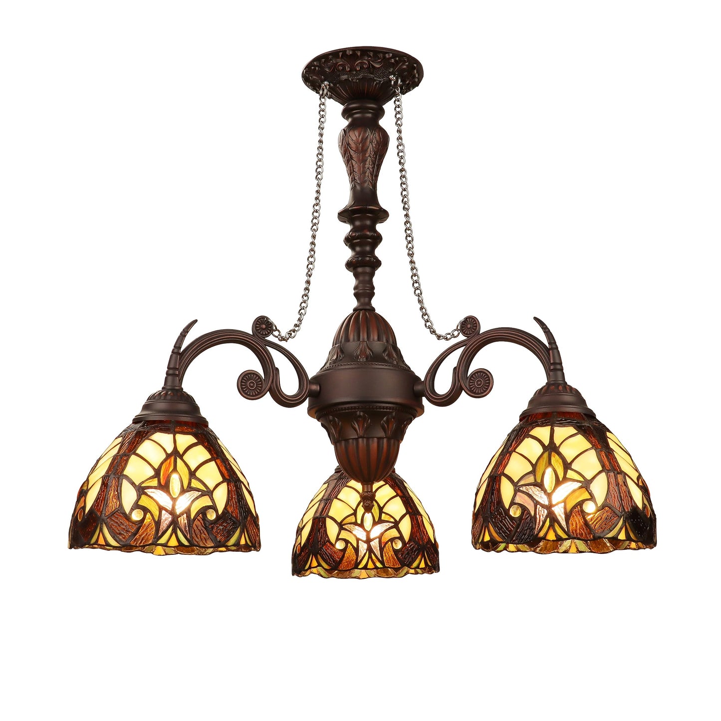 Chloe Lighting Mini Chandelier, Victorian-Style, 3-Light, Antique Dark Bronze, 24in Wide, Glass, Multicolor, Model CH18780VI24-DC3