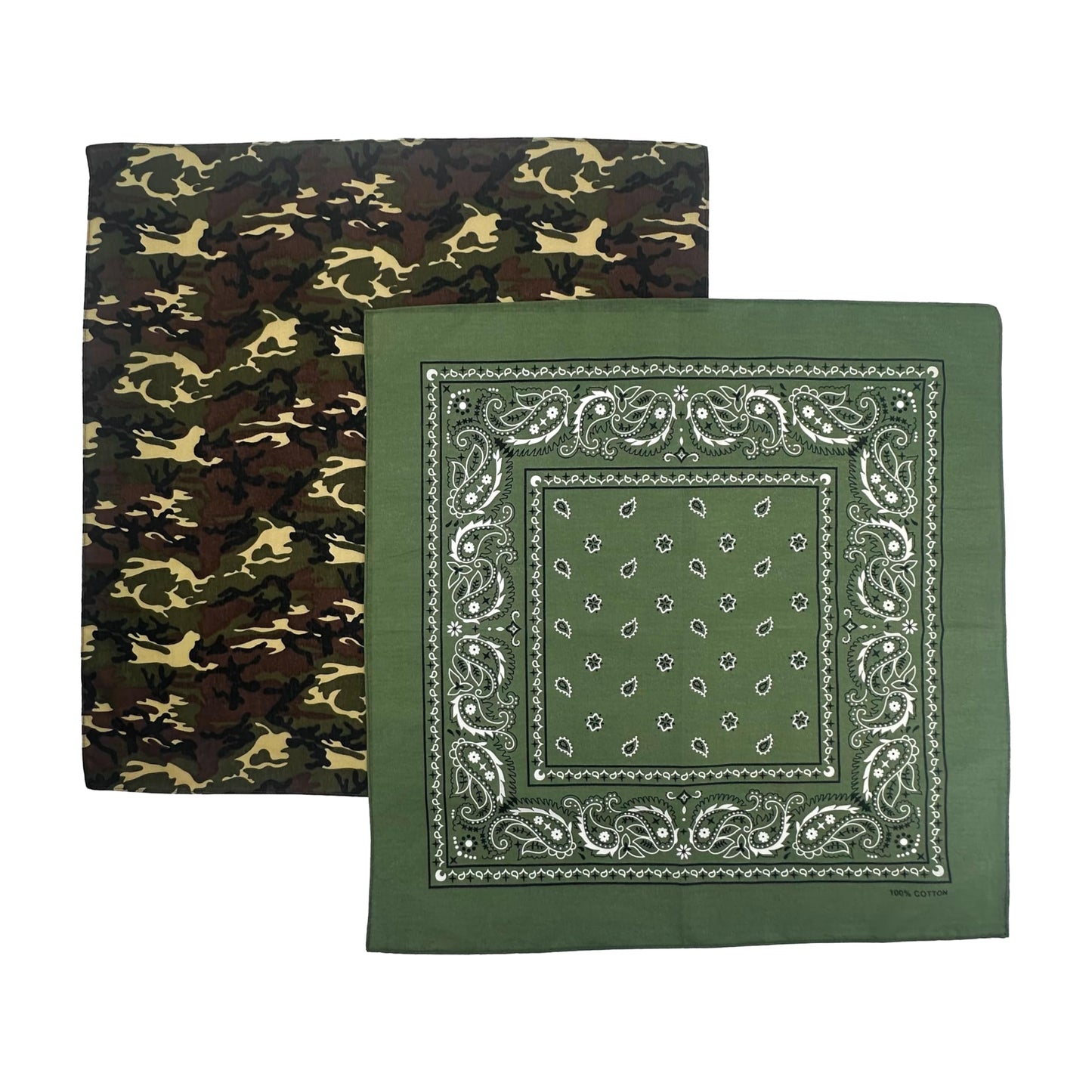 Vamqor Bandana Single Pack & Double Pack Cotton for Men and Women 22 Inch(Camo&Olive)