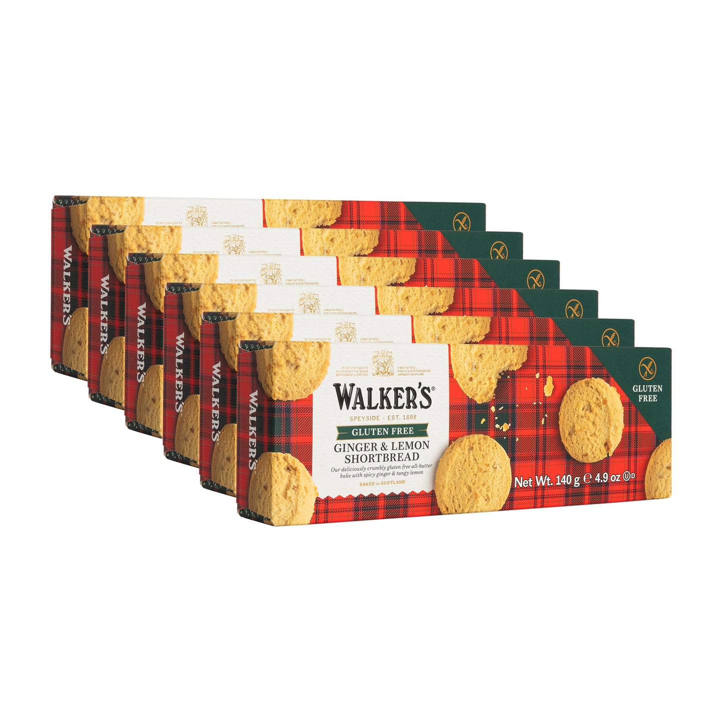 Walker s Shortbread Gluten Free Ginger & Lemon Cookies, All-Butter Shortbread Cookies, 29.4 Oz (Pack of 6)