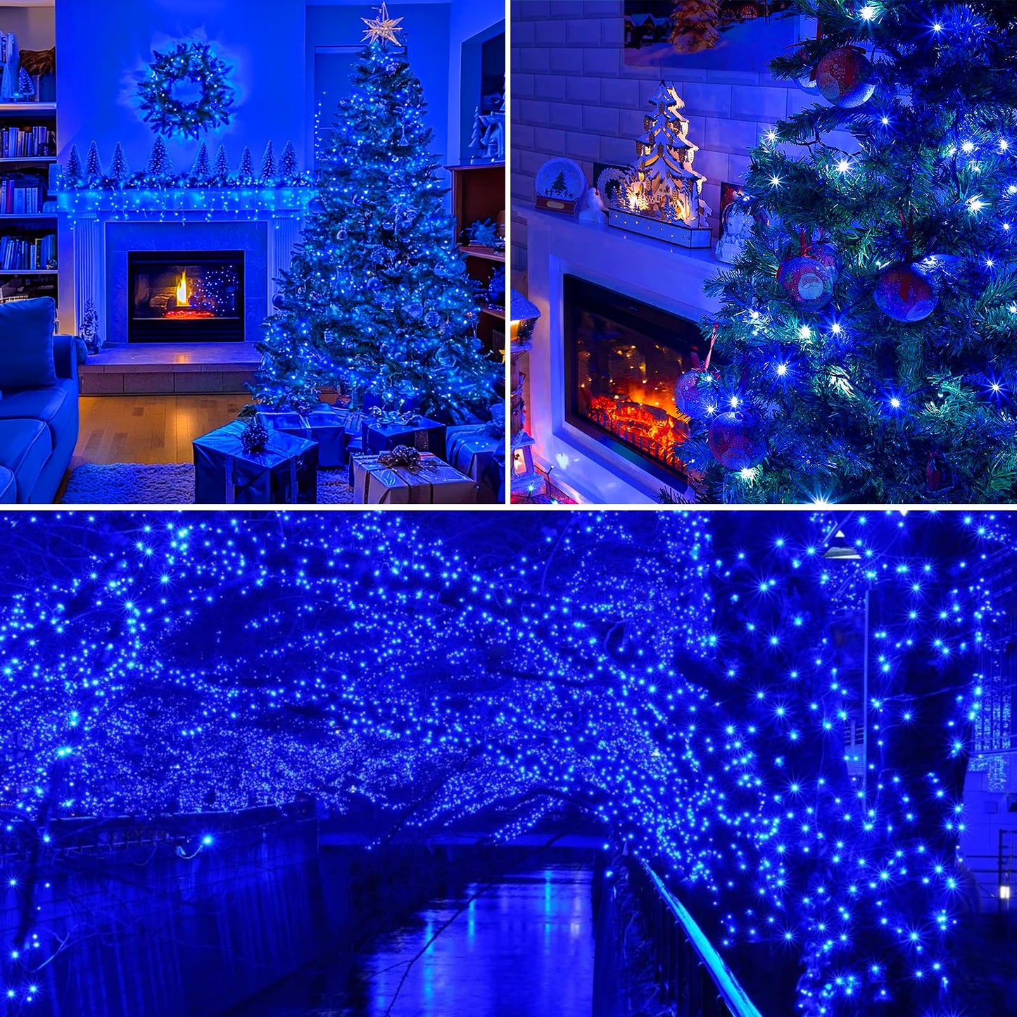 YIQU 200 LED Christmas String Lights, Blue, Indoor/Outdoor, 8 Modes, Model MLS-D29V6WUC-O